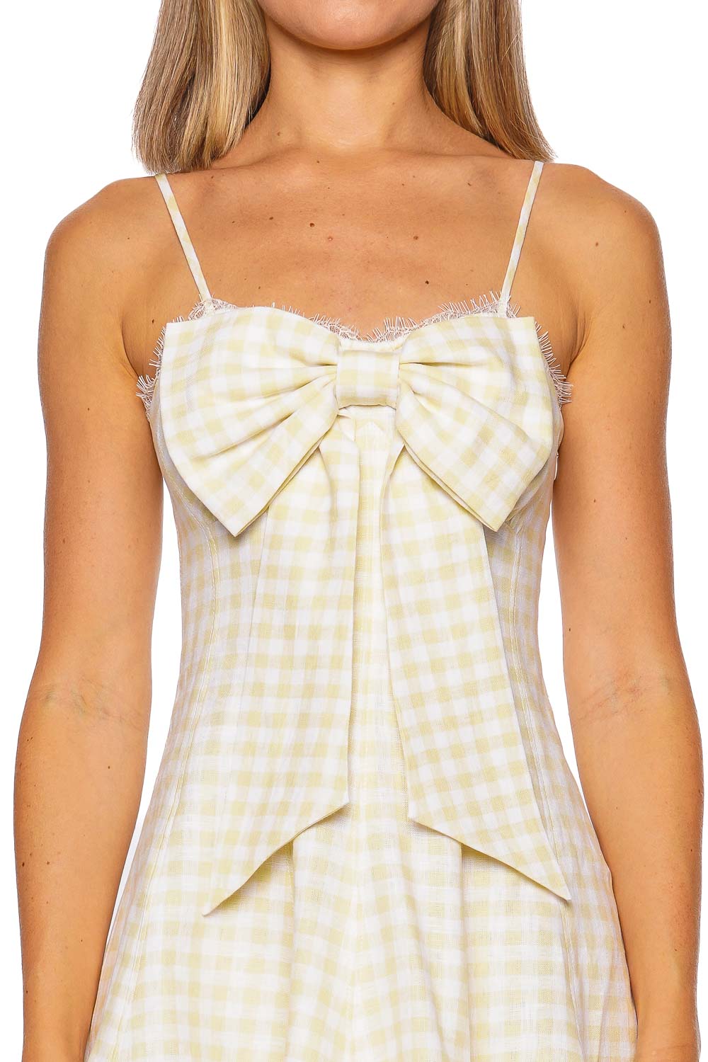 LoveShackFancy Clarine Gingham Bow Mini Dress