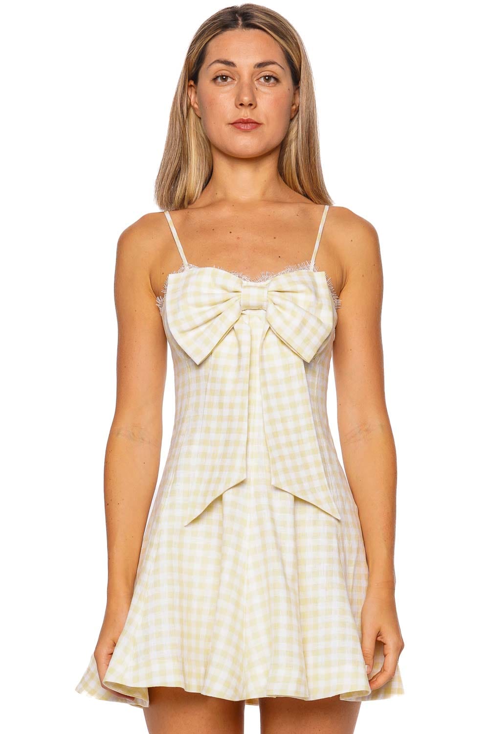 LoveShackFancy Clarine Gingham Bow Mini Dress