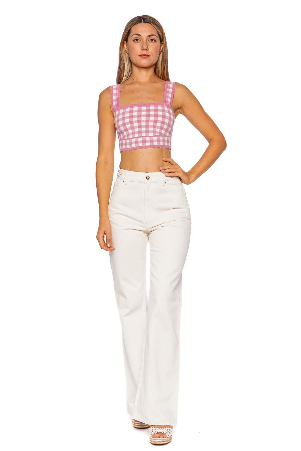 LoveShackFancy Jessyn Checkered Knit Crop Tank