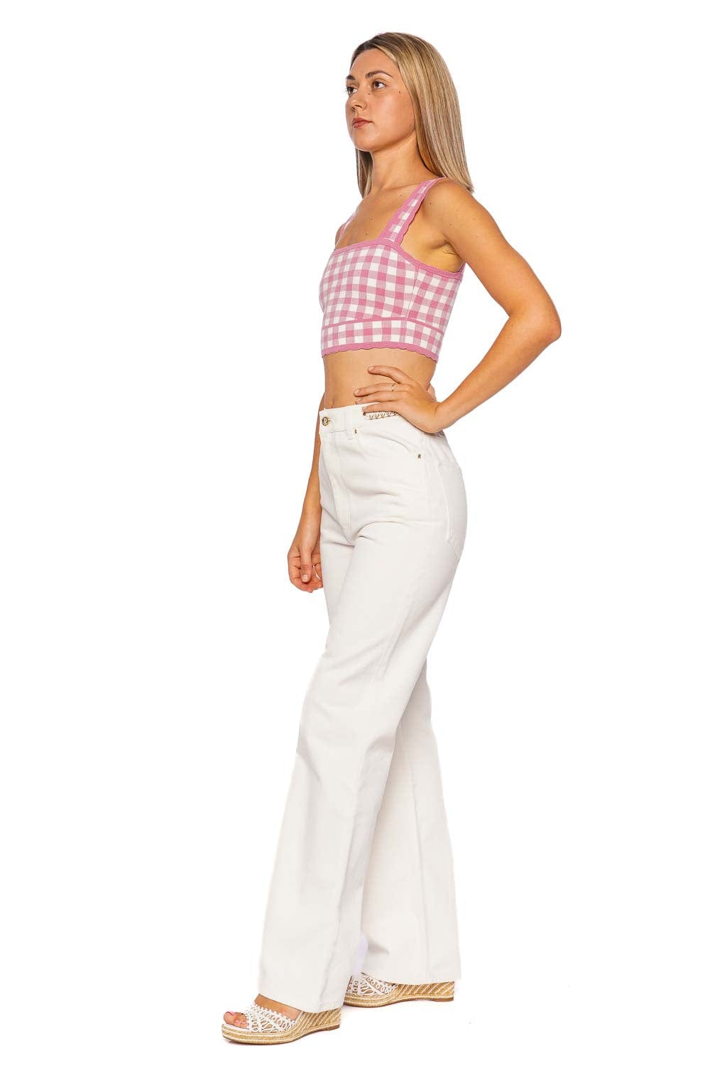 LoveShackFancy Jessyn Checkered Knit Crop Tank