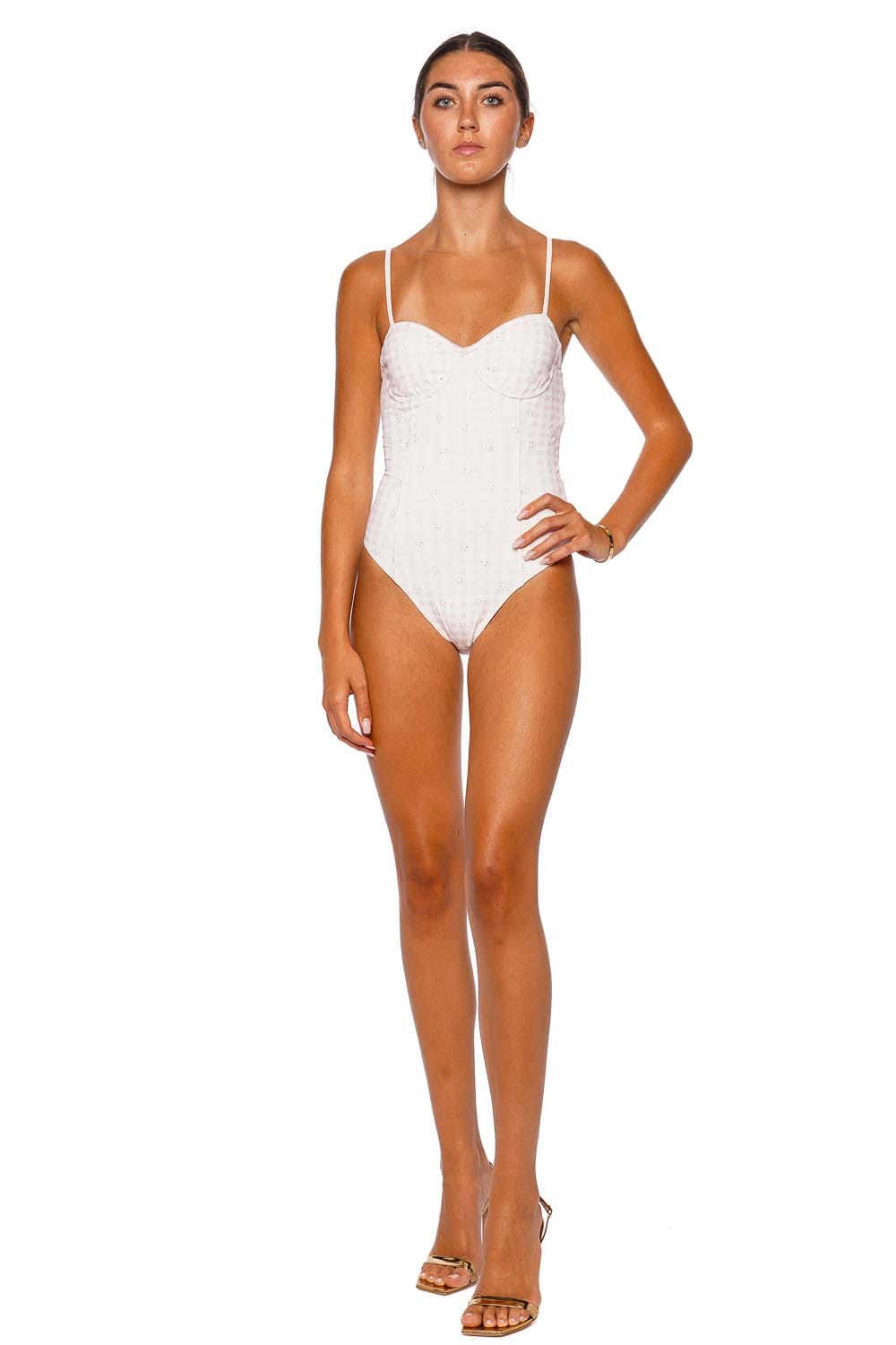 LoveShackFancy Mina Angel Pink One Piece Swimsuit