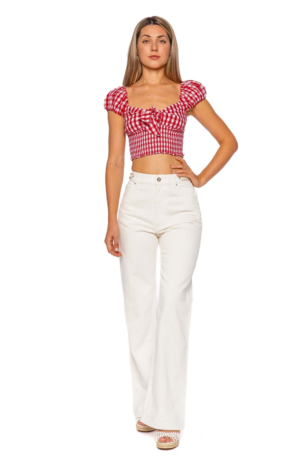 LoveShackFancy Isalia Cupid Gingham Cropped Top
