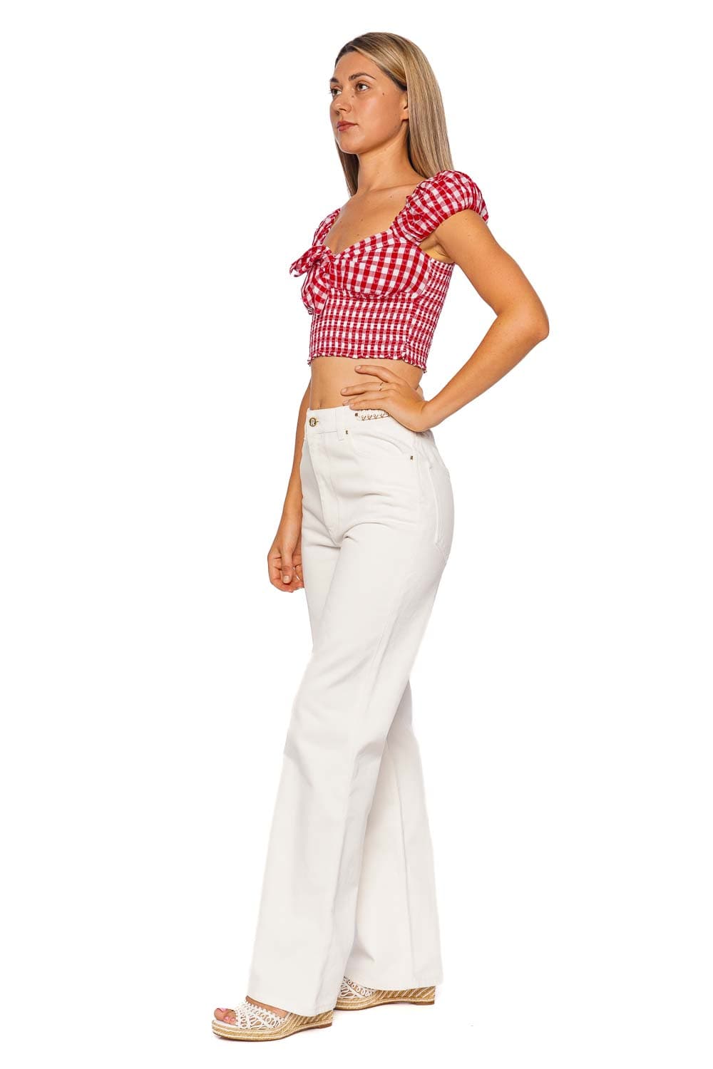 LoveShackFancy Isalia Cupid Gingham Cropped Top