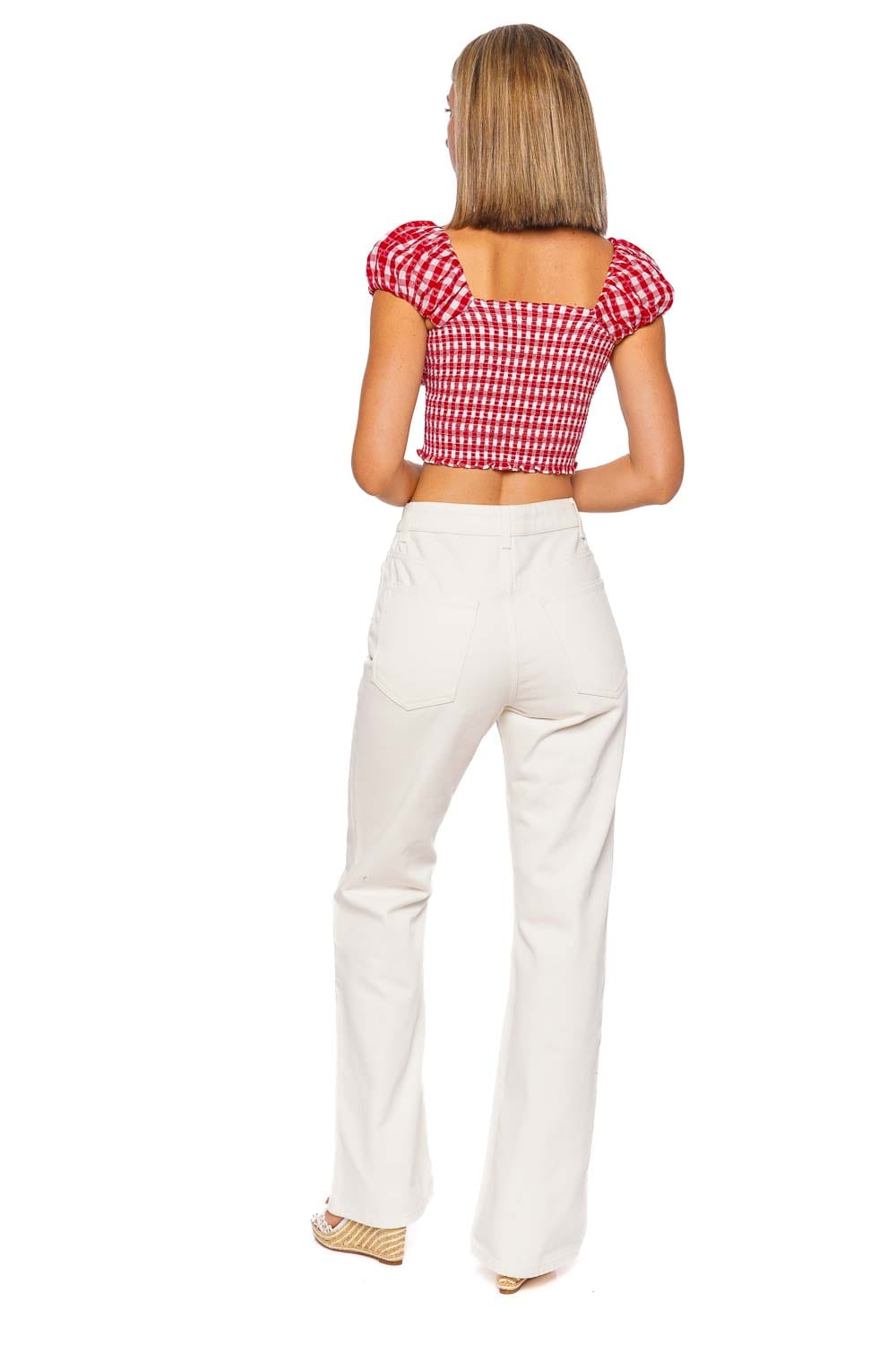 LoveShackFancy Isalia Cupid Gingham Cropped Top