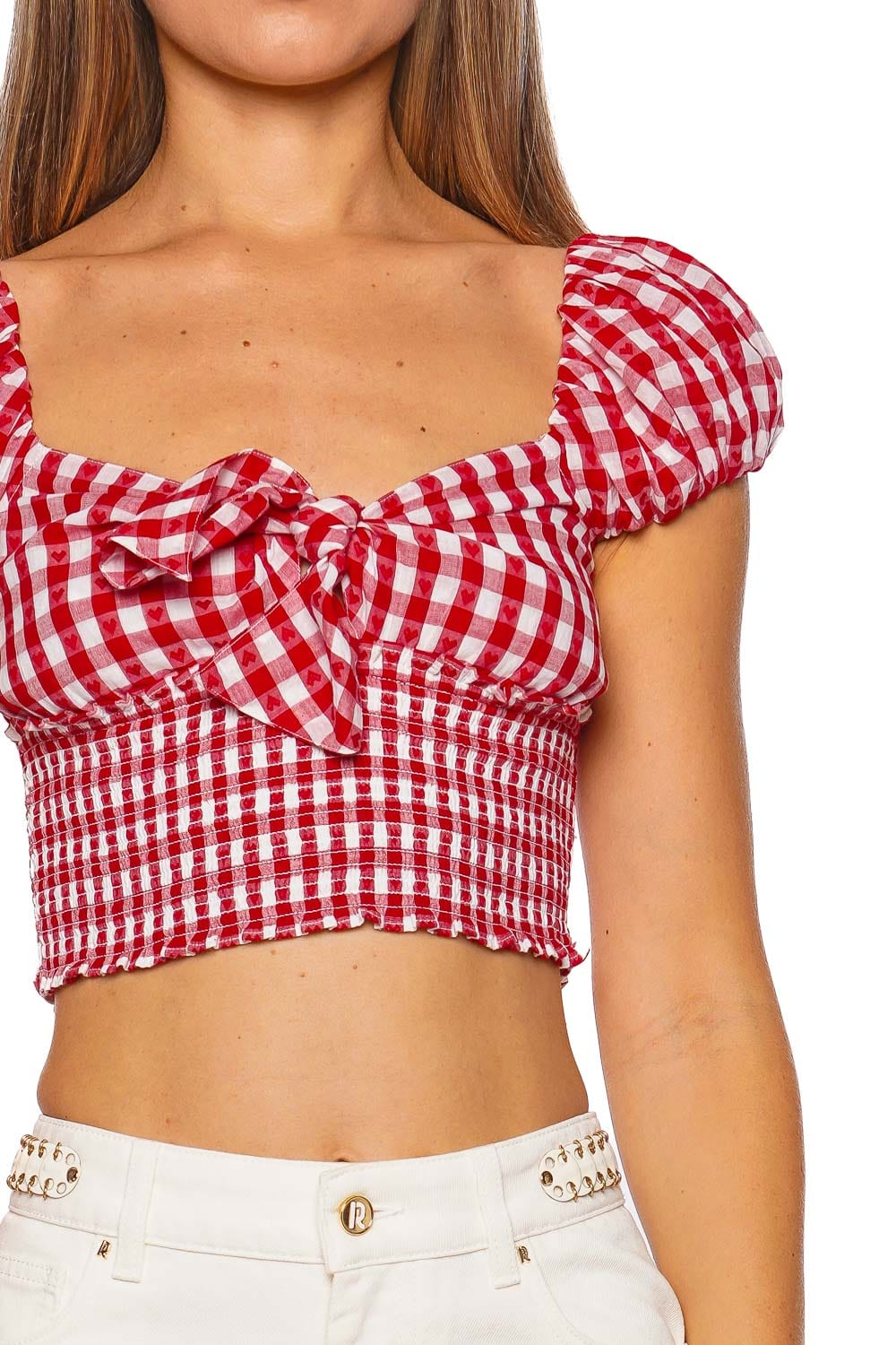 LoveShackFancy Isalia Cupid Gingham Cropped Top