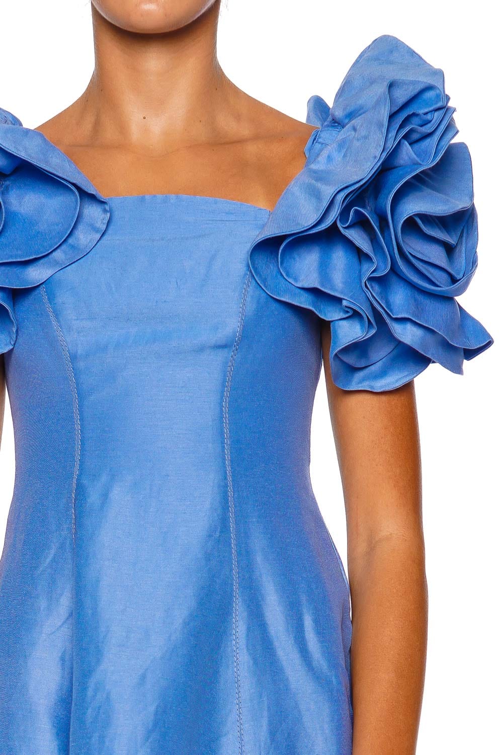 Aje. Twlya Rosette Oyster Blue Mini Dress