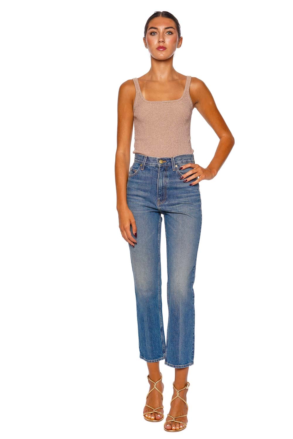 Aje. Breeze Knit Tank 25PF1441 ROSE GOLD