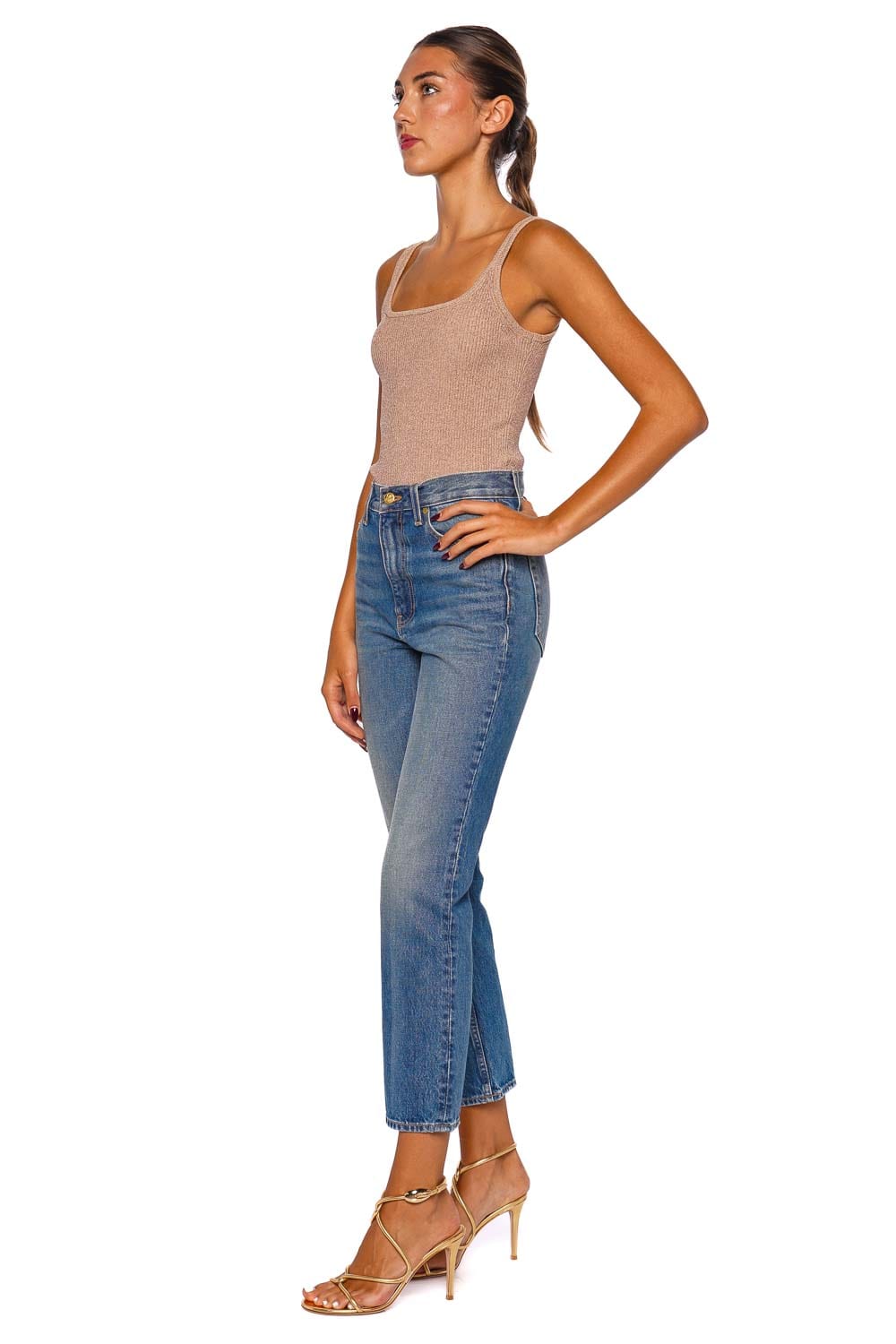 Aje. Breeze Knit Tank 25PF1441 ROSE GOLD