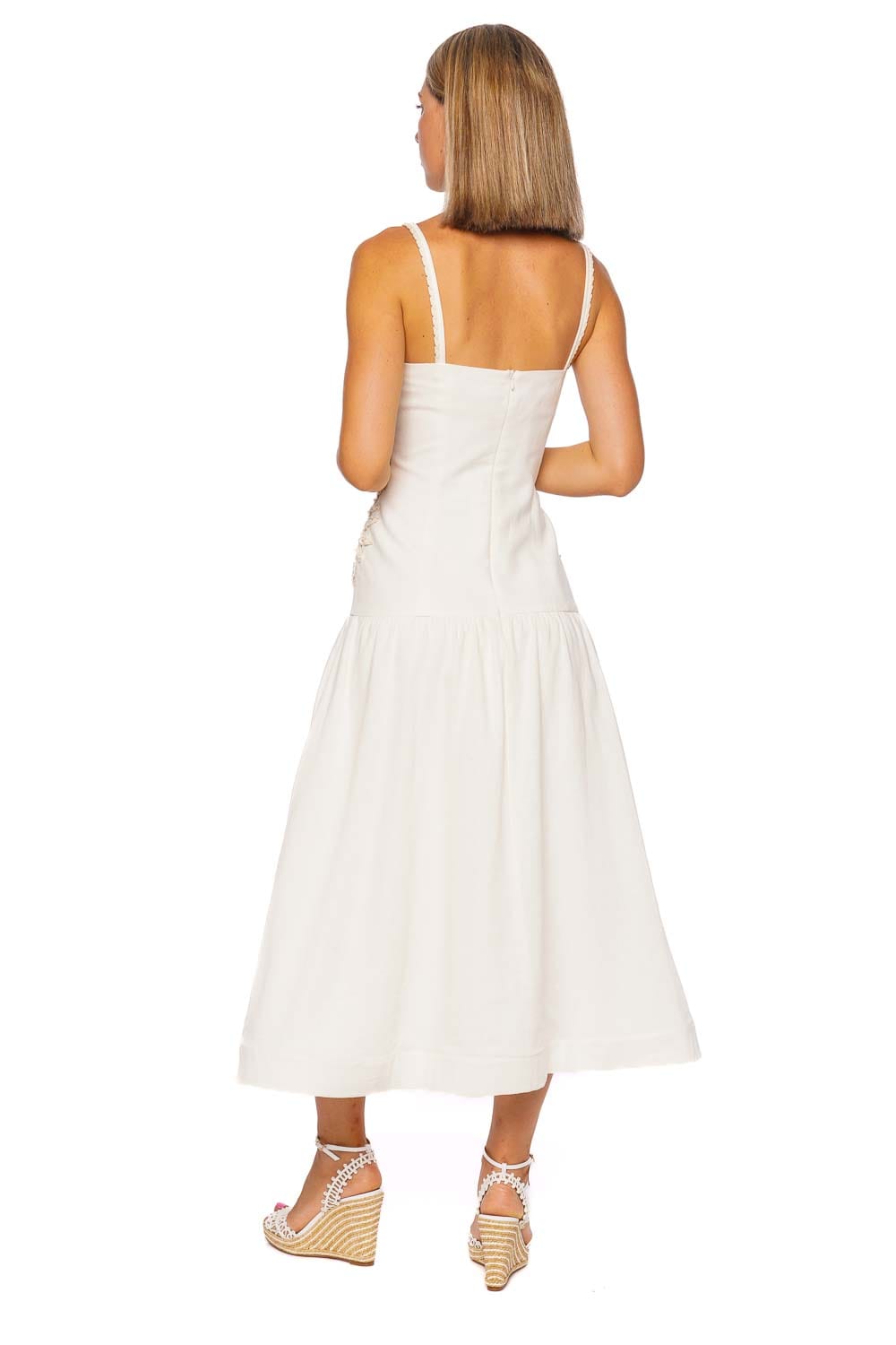 PatBO Tropic Flower Embroidered Midi Dress