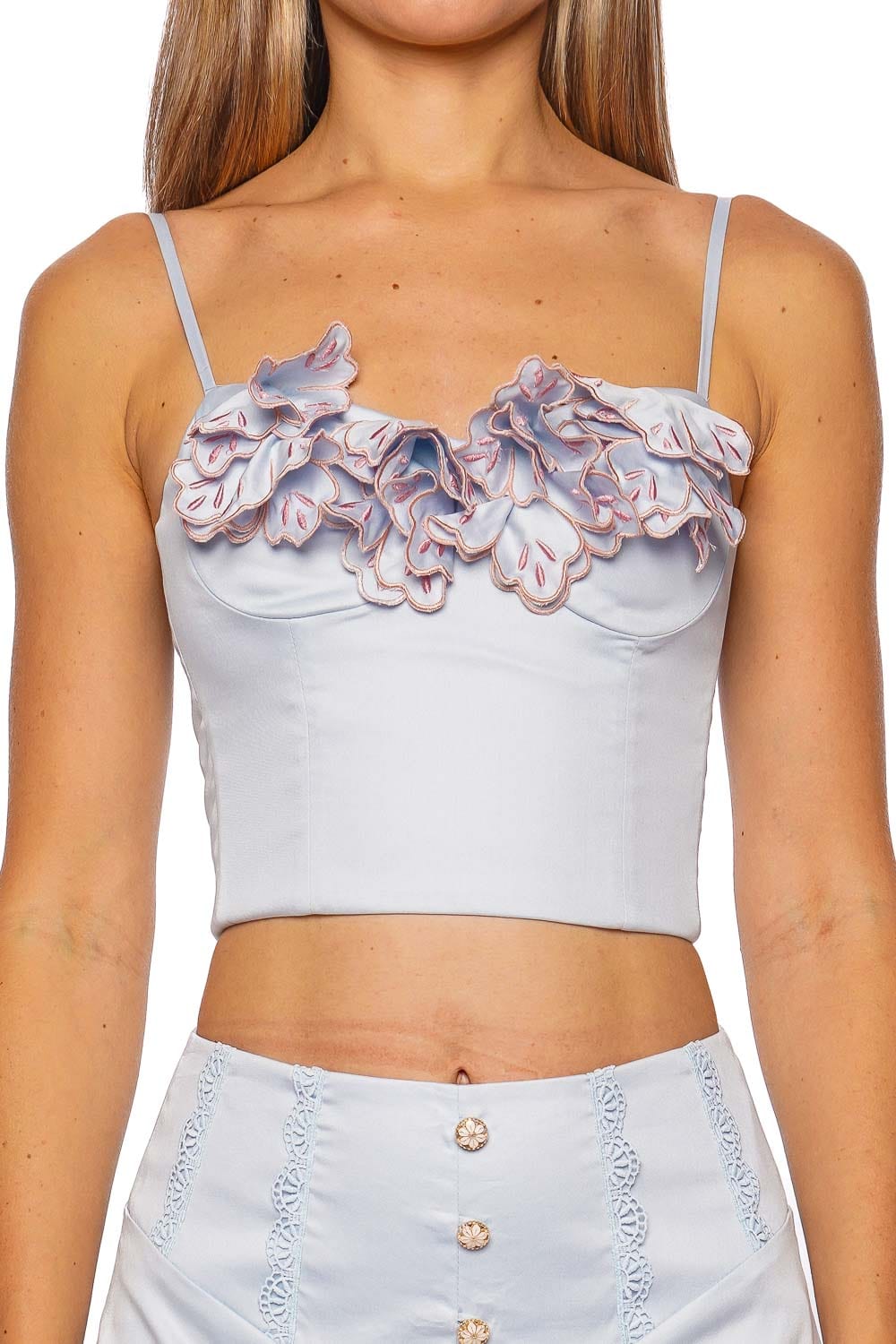 PatBO Bruma Floral Embroidered Bustier Top