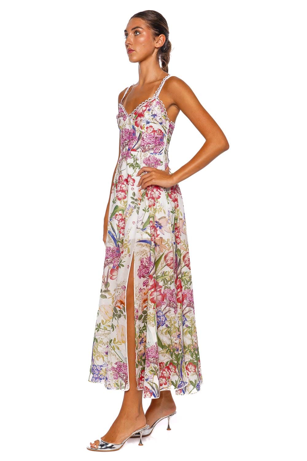 CHARO RUIZ IBIZA Iraso White Botanical Lace Midi Dress