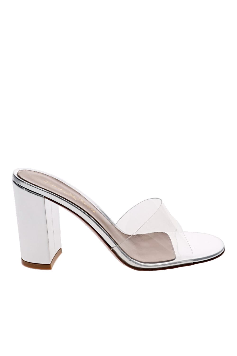 Gianvito Rossi Silver Transparent Leather Block Mule