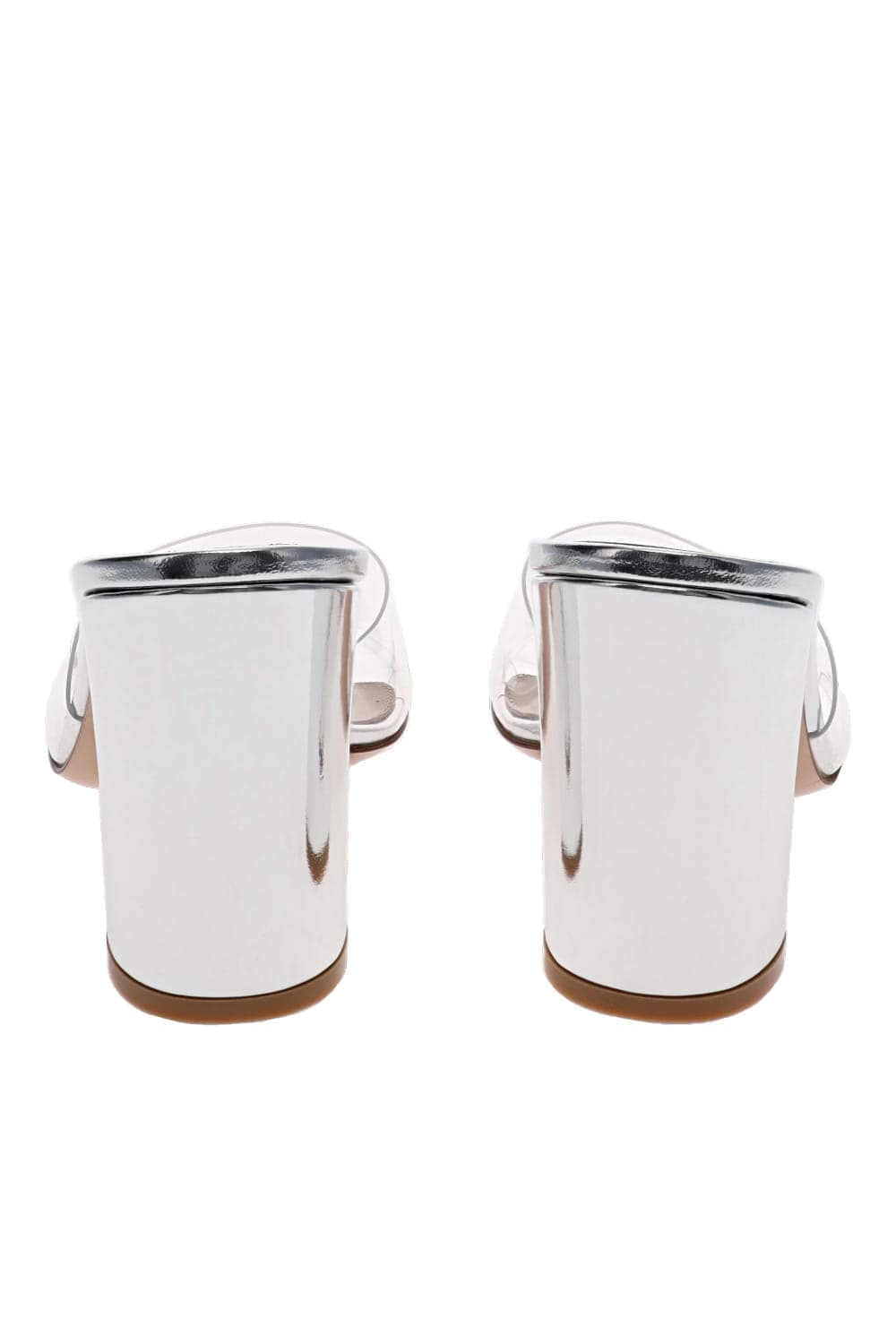 Gianvito Rossi Silver Transparent Leather Block Mule