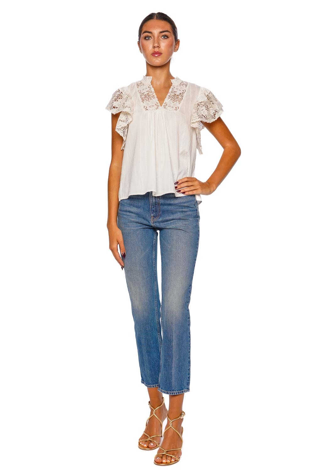 Ulla Johnson Jolie Flutter Sleeve Top PF250250 PRISTINE