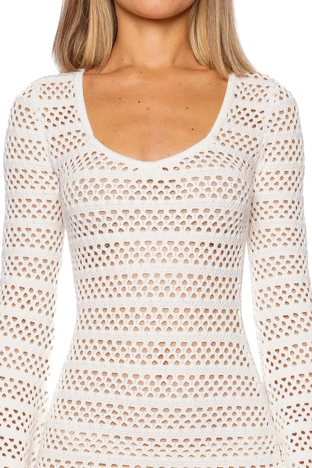 SER.O.YA Sophie Long Sleeve Open Knit Mini Dress