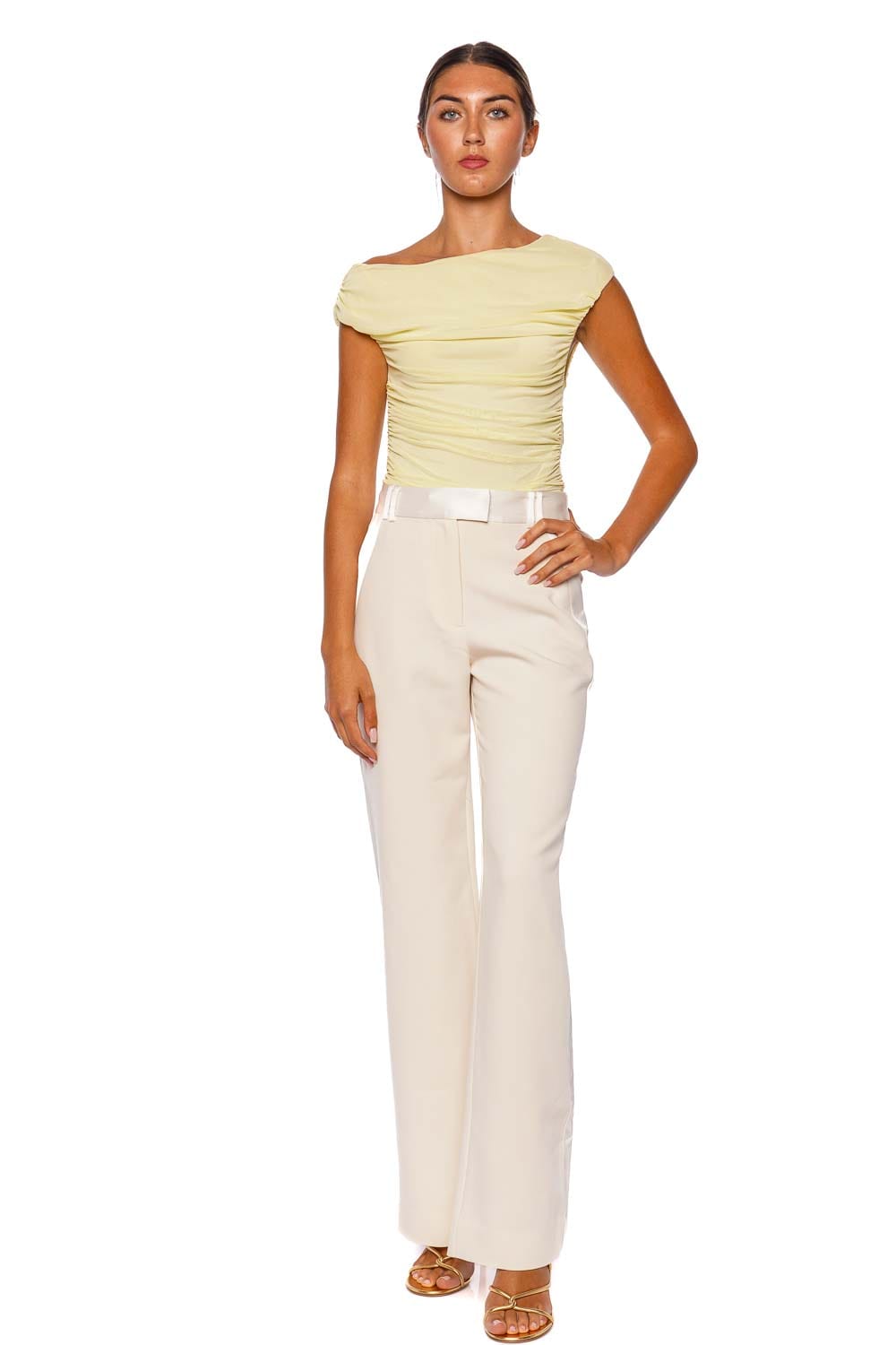 Shona Joy Mira Sherbet Yellow Off Shoulder Top