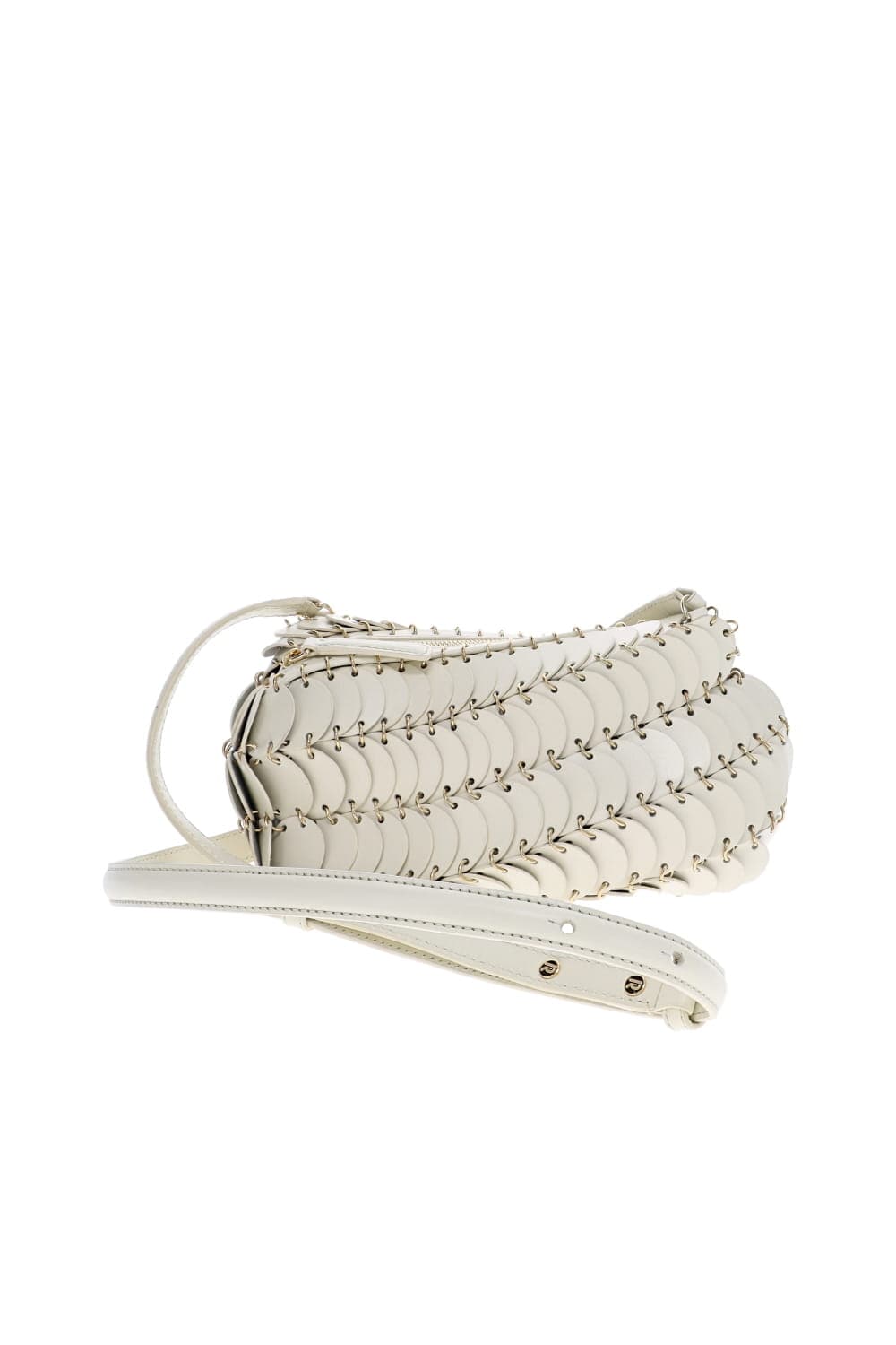 Rabanne Cream Leather Disc Crossbody Bag