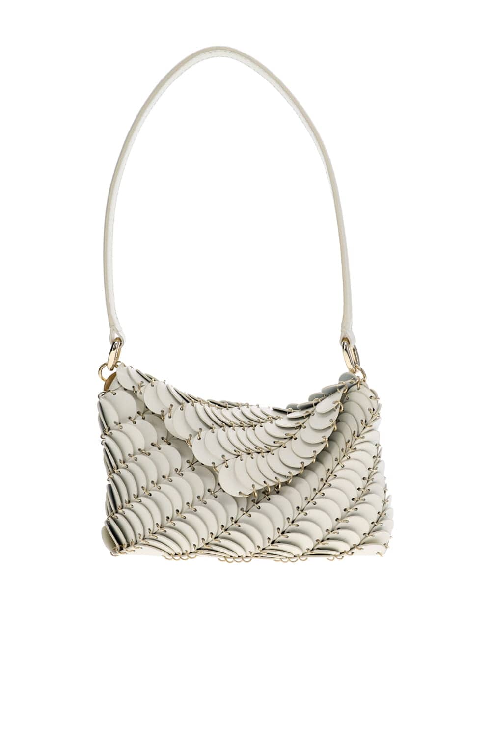 Rabanne Cream Leather Disc Shoulder Bag