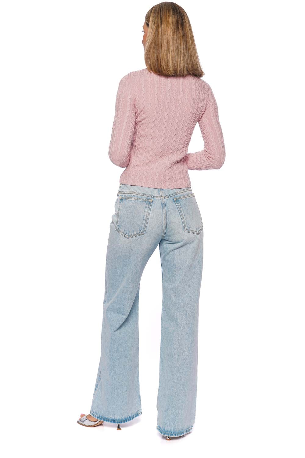 Rabanne Pink Cable Knit Chain Necklace Sweater