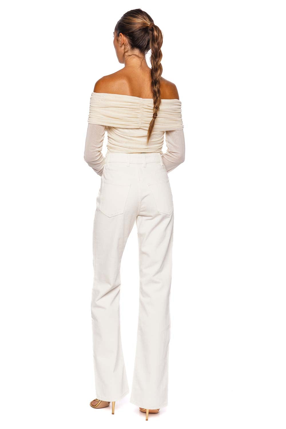 Rabanne Off White Embellished Denim Pant