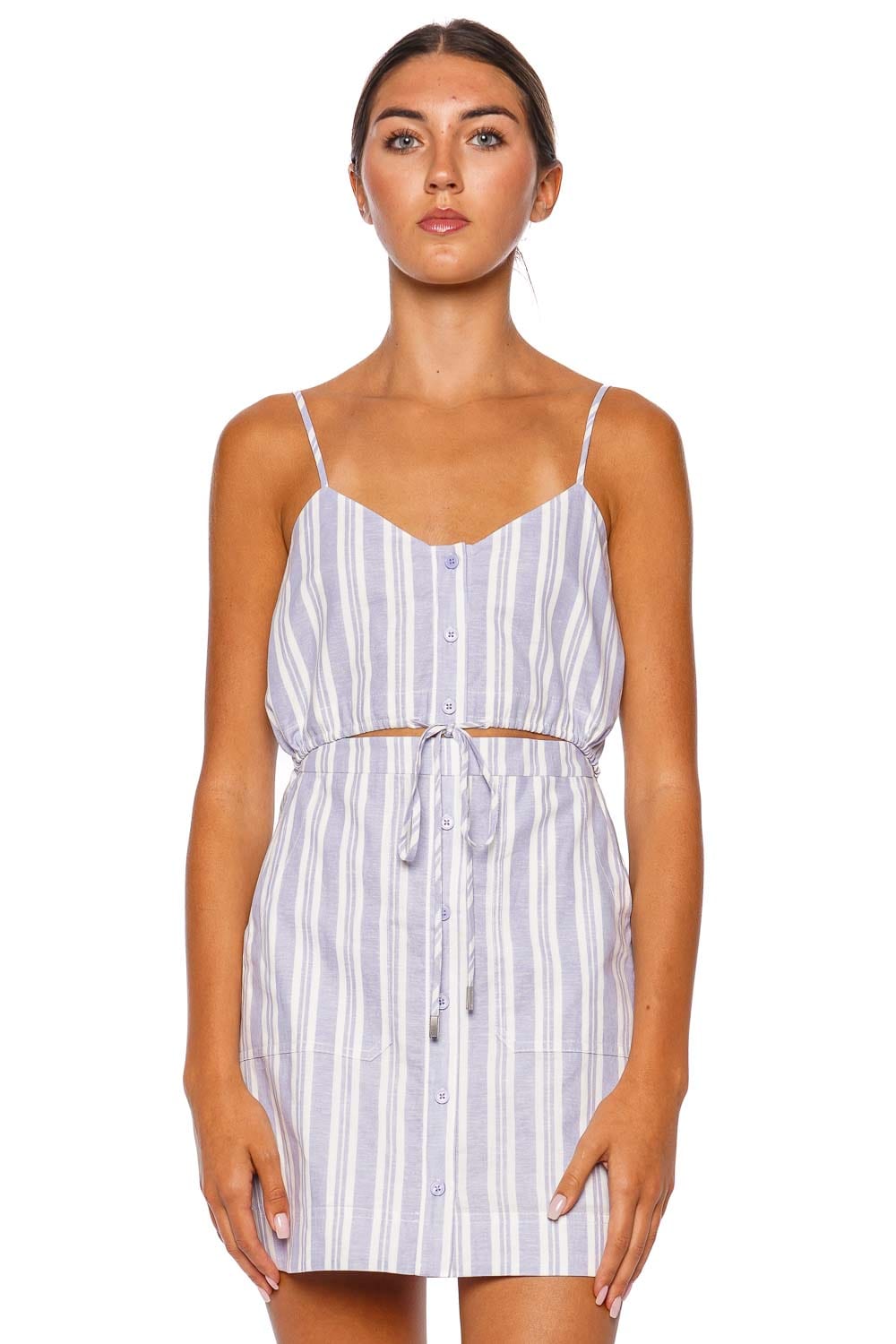 SIMKHAI Annie French Blue Striped Mini Dress