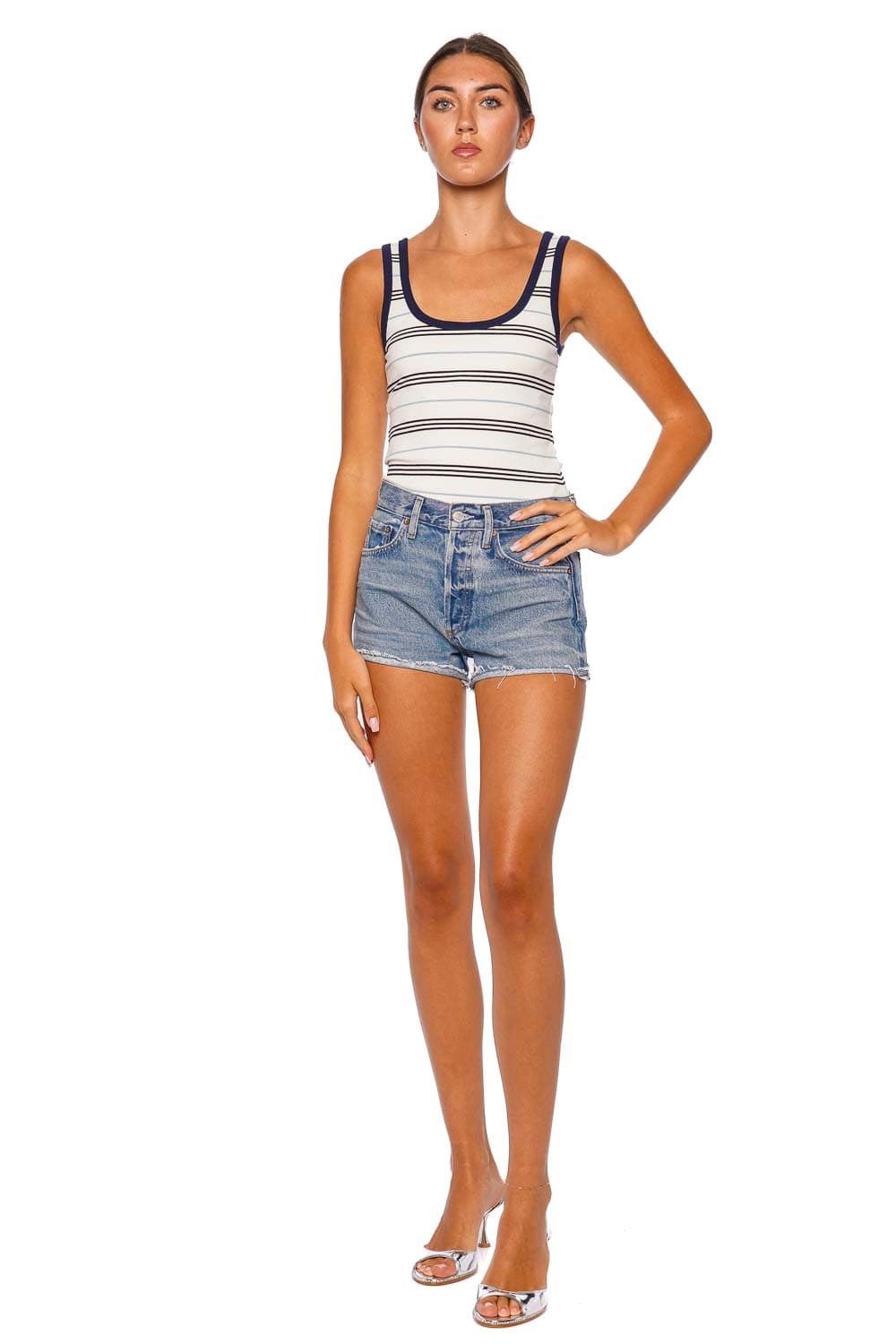 SIMKHAI Hawkins Stripe Ribbed Knit tank