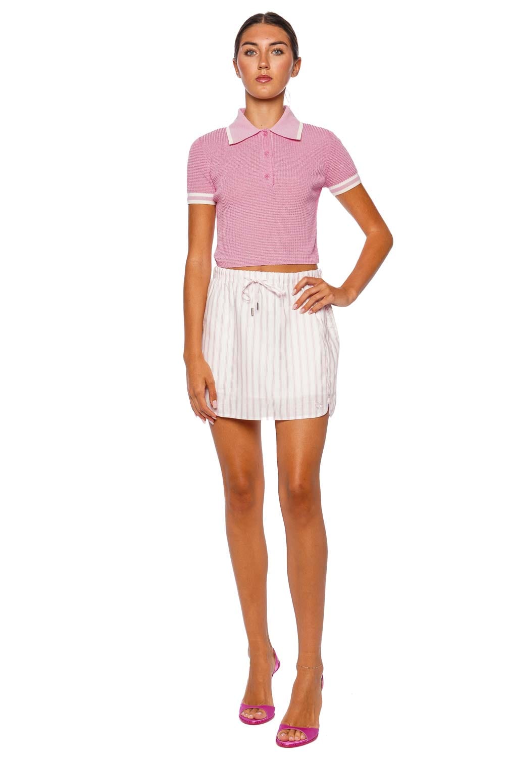 SIMKHAI Whiten Sorbet Short Sleeve Polo Top