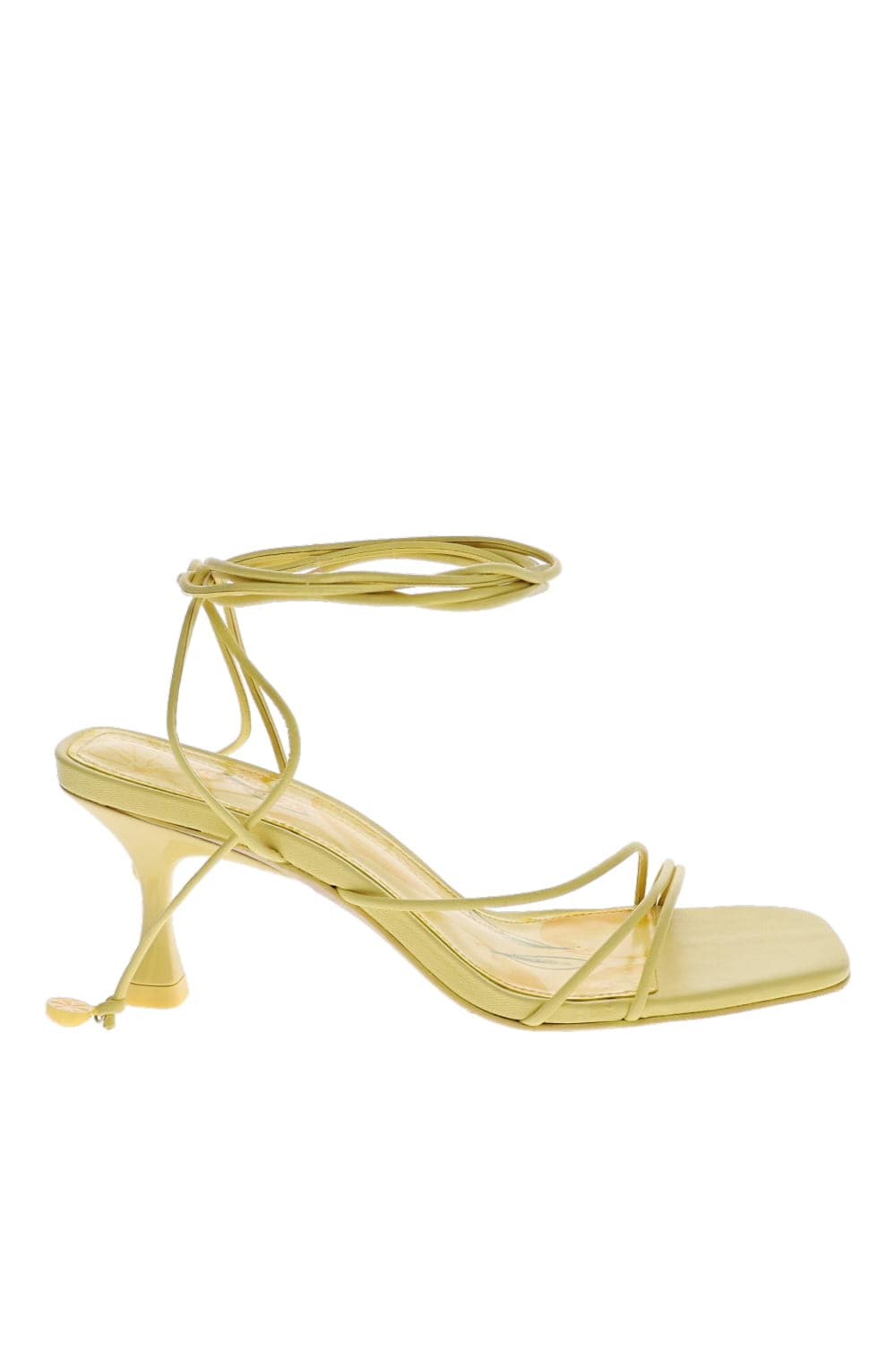 Larroudé Nadia Lemonade Leather Ankle Wrap Sandal