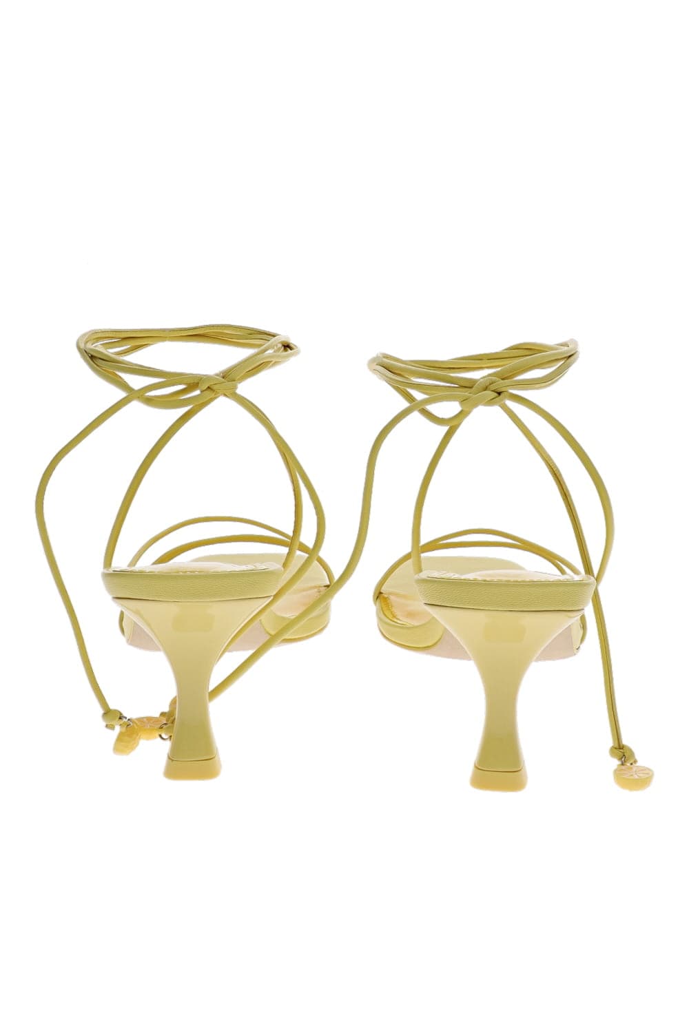 Larroudé Nadia Lemonade Leather Ankle Wrap Sandal
