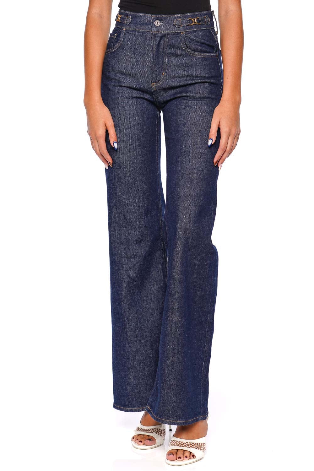 Citizens of Humanity Kimberly Flare High-Waist Horsebit Jeans in Dark Indigo