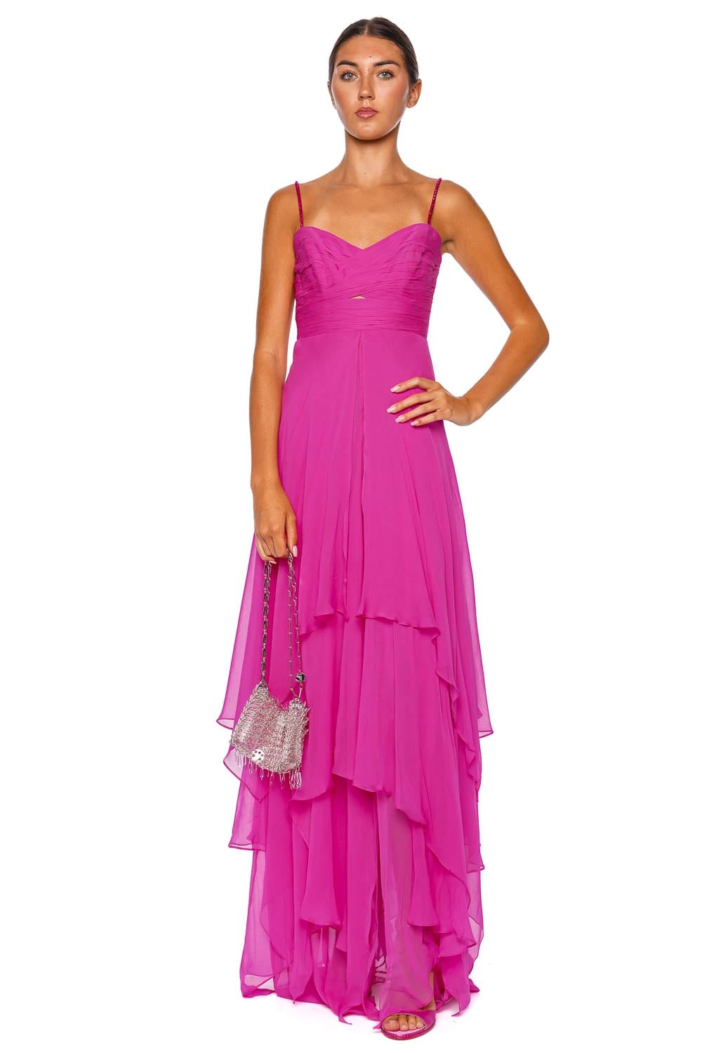 Francesca Miranda Zucchero Pleated Silk Maxi Dress