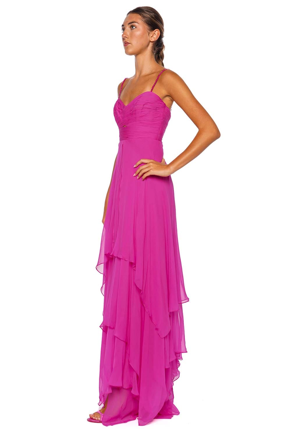 Francesca Miranda Zucchero Pleated Silk Maxi Dress
