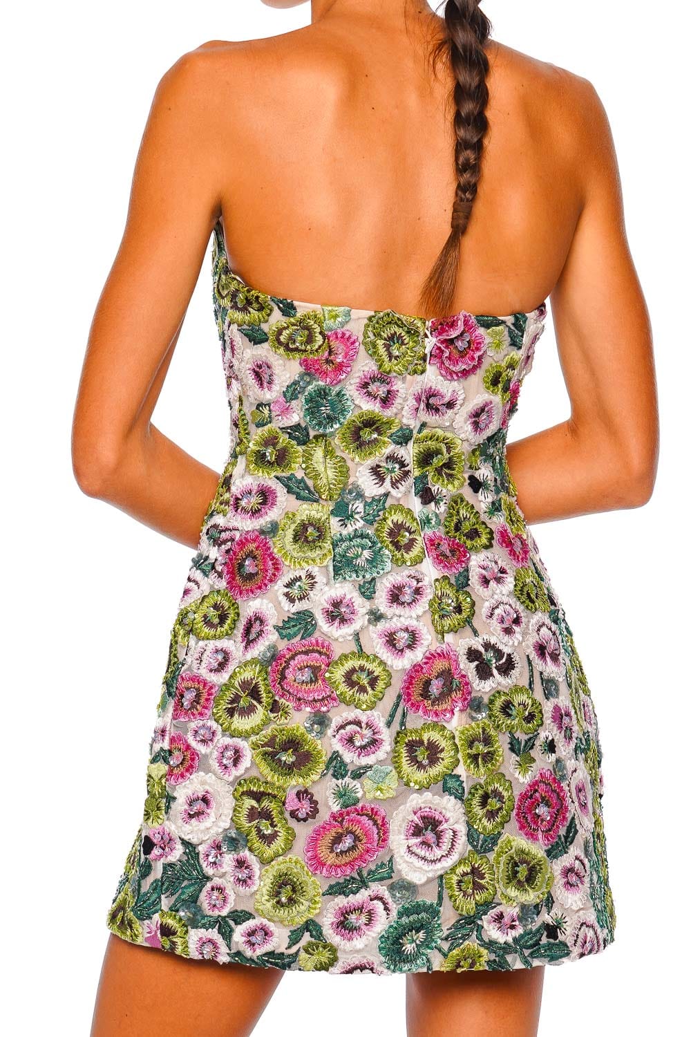 Rachel Gilbert Camden Green Multi Strapless Mini Dress