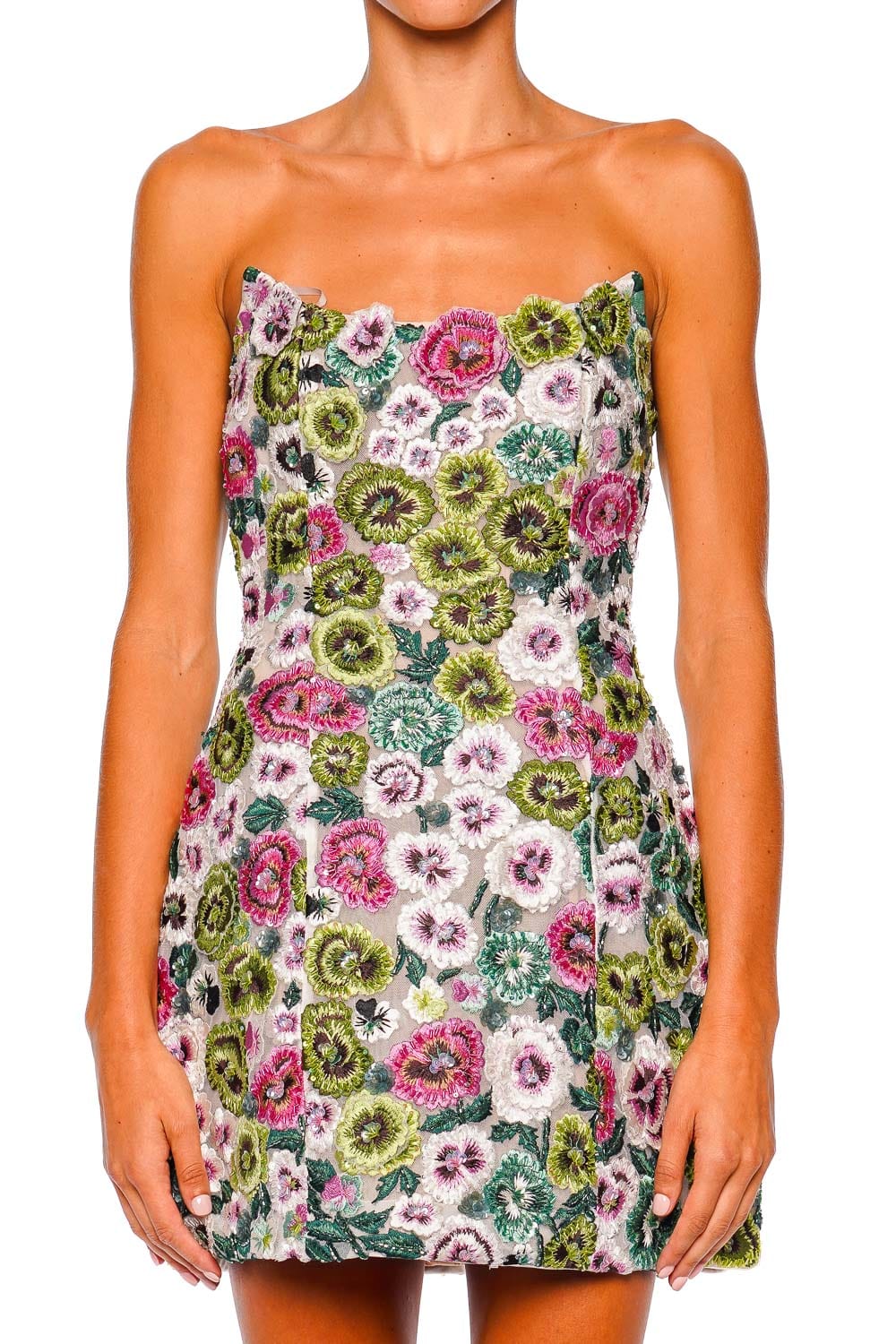 Rachel Gilbert Camden Green Multi Strapless Mini Dress