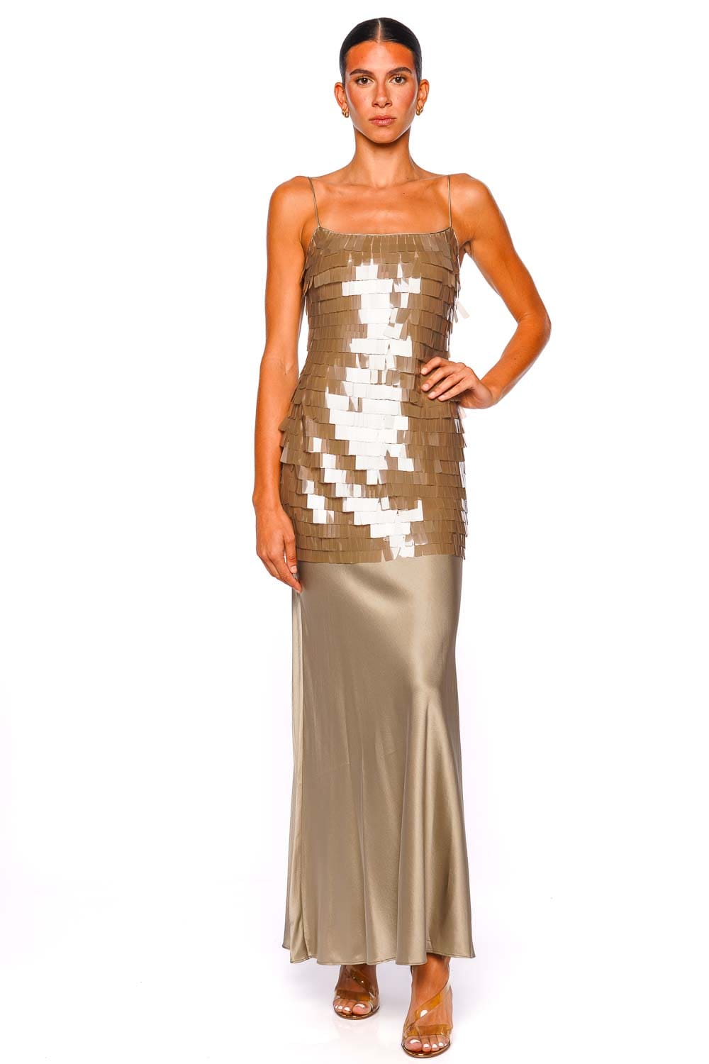 Staud Mesa Riverstone Sequin Combo Maxi Dress