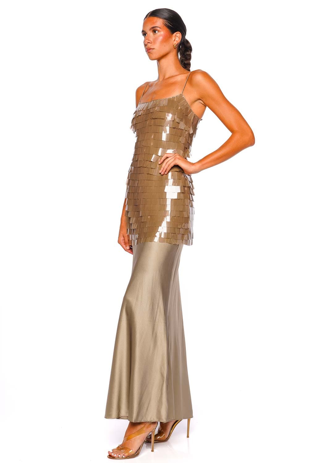 Staud Mesa Riverstone Sequin Combo Maxi Dress