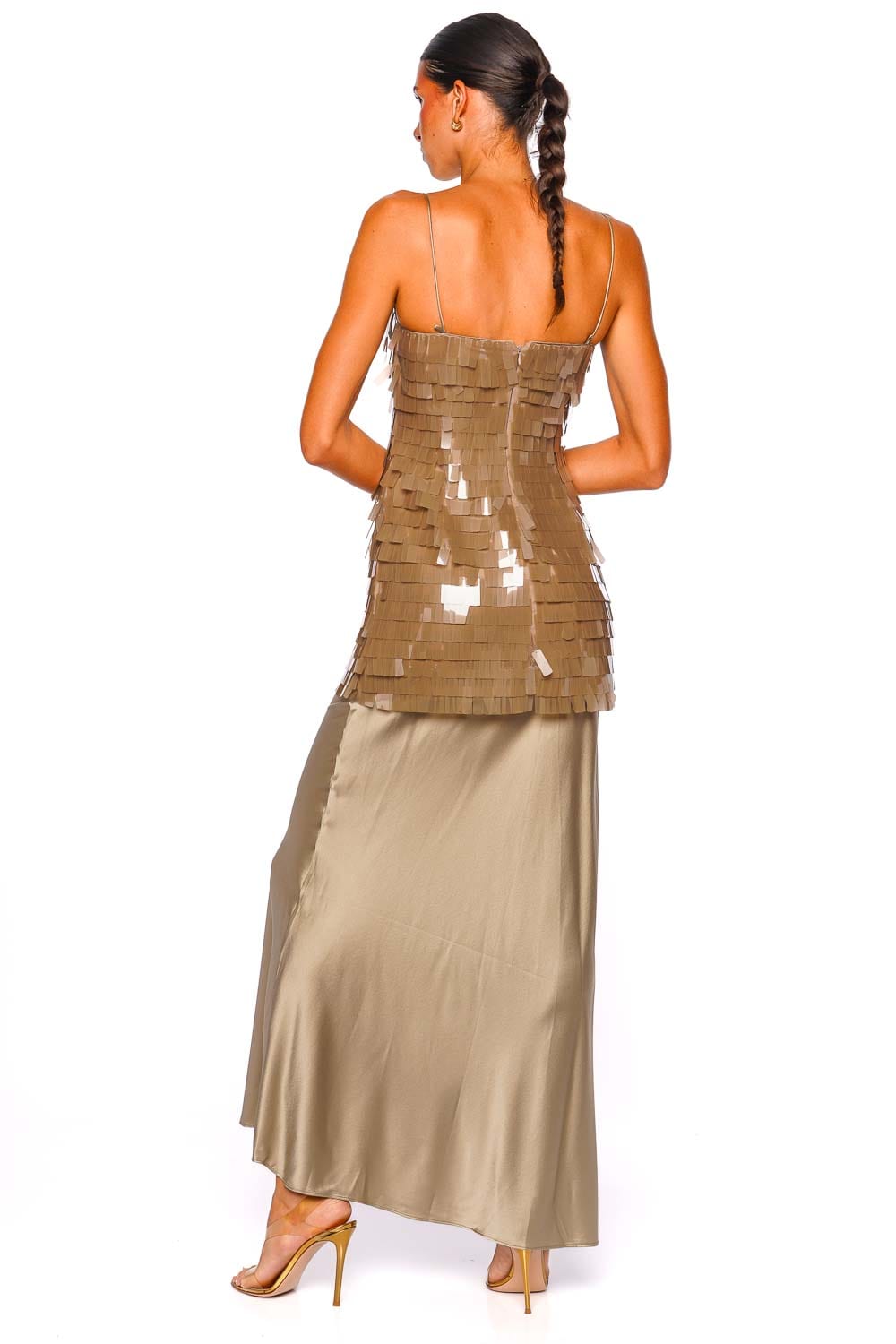 Staud Mesa Riverstone Sequin Combo Maxi Dress
