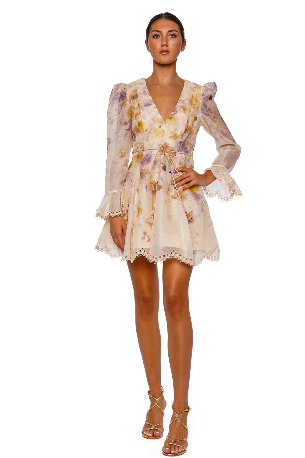 ZIMMERMANN Memento Floral Embroidered Long Sleeve Mini Dress