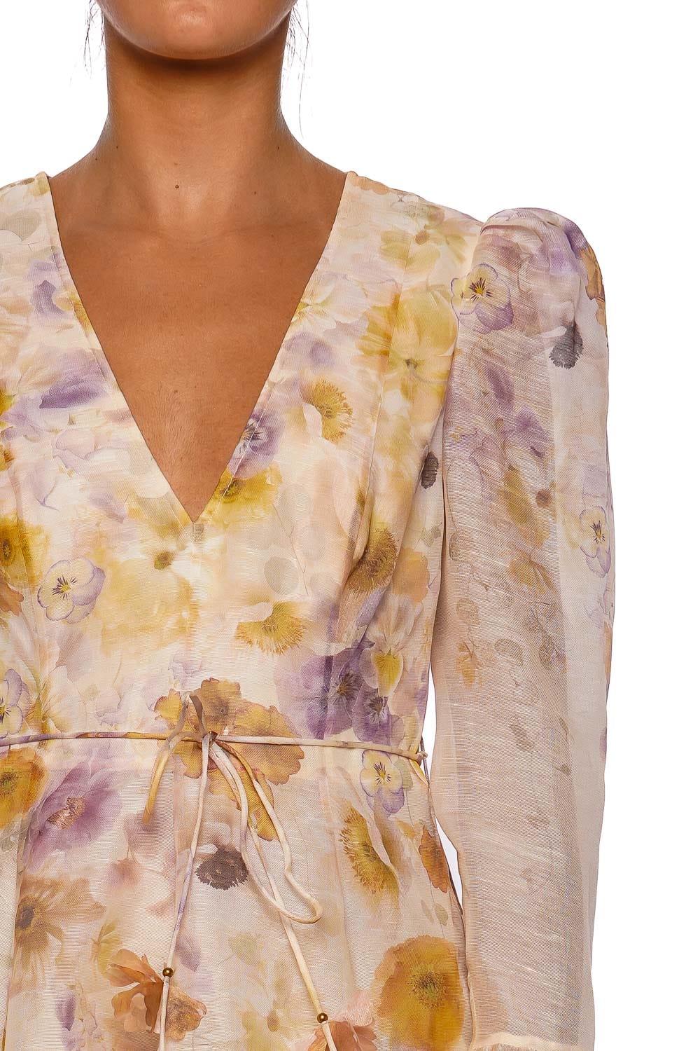 ZIMMERMANN Memento Floral Embroidered Long Sleeve Mini Dress