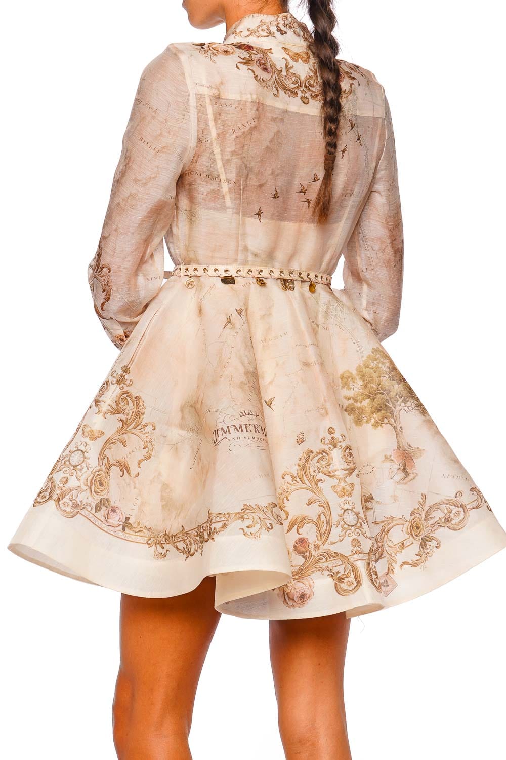 ZIMMERMANN Memento Buttoned Long Sleeve Mini Dress