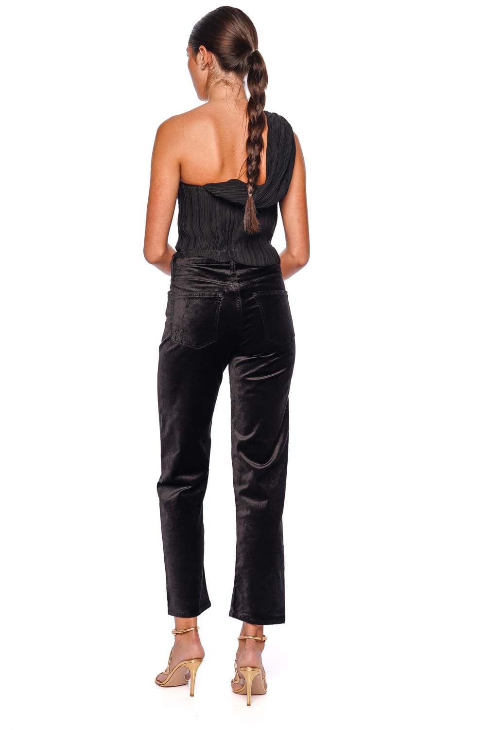 Cult Gaia Moira Black One-Shoulder Embellished Top