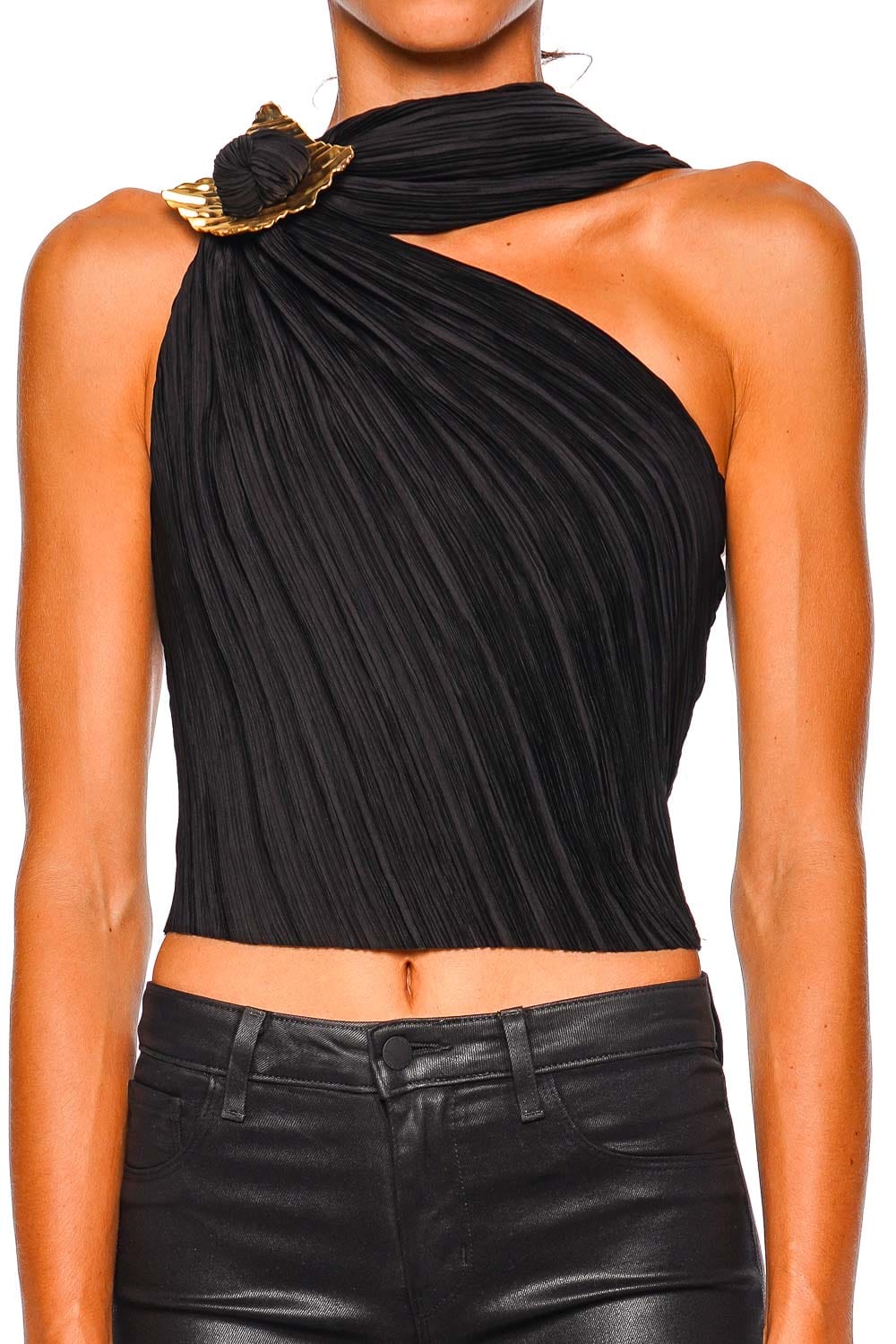 Cult Gaia Moira Origami Plissé One Shoulder Top