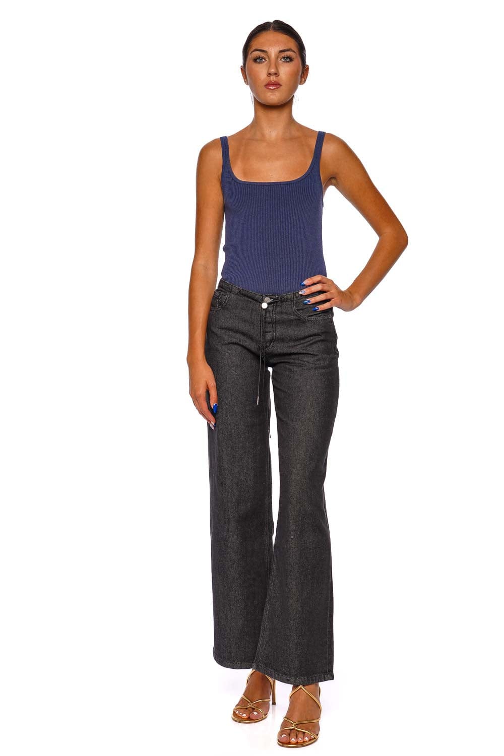 Still Here Cool Washed Black Wide-Leg Jeans