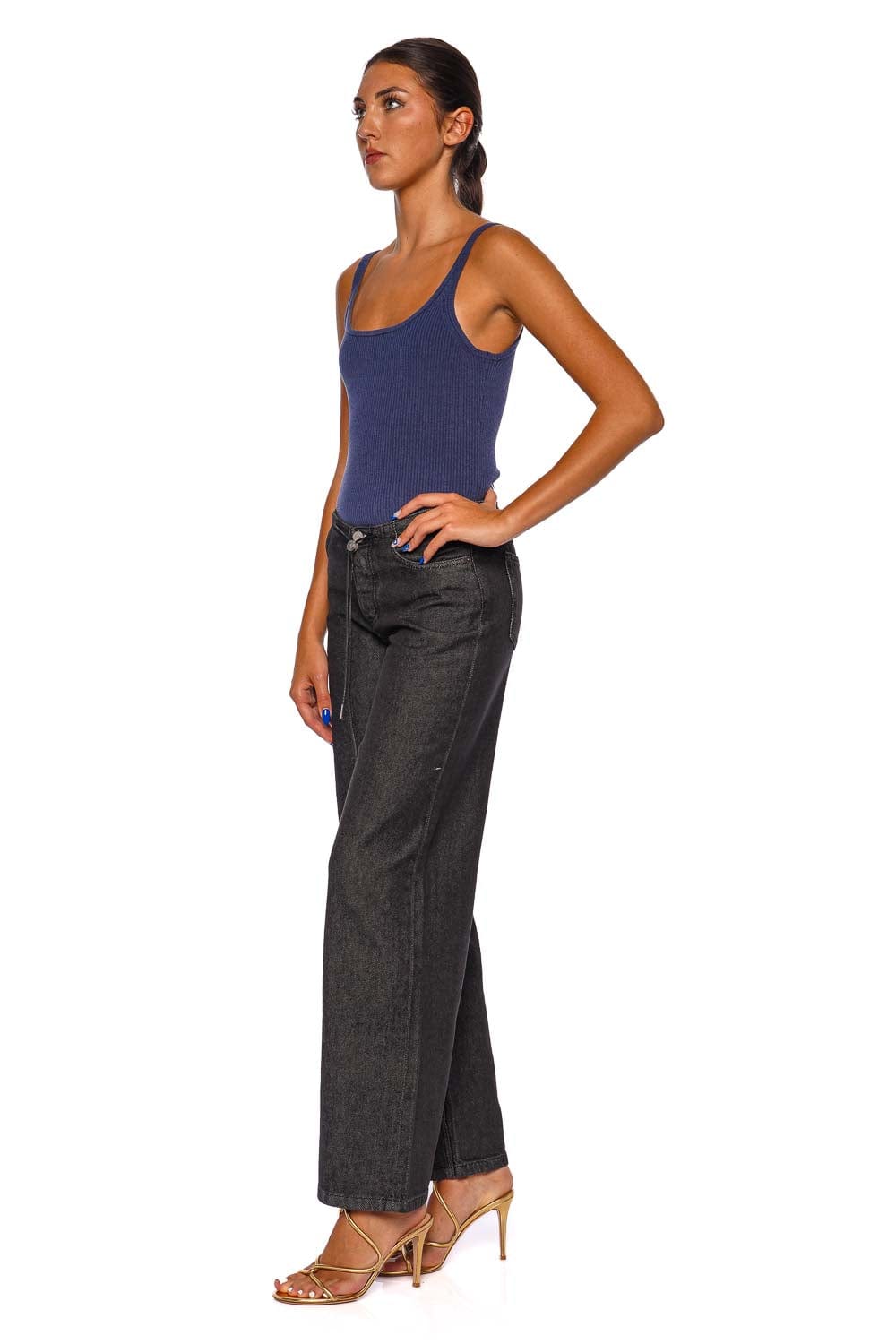 Still Here Cool Washed Black Wide-Leg Jeans
