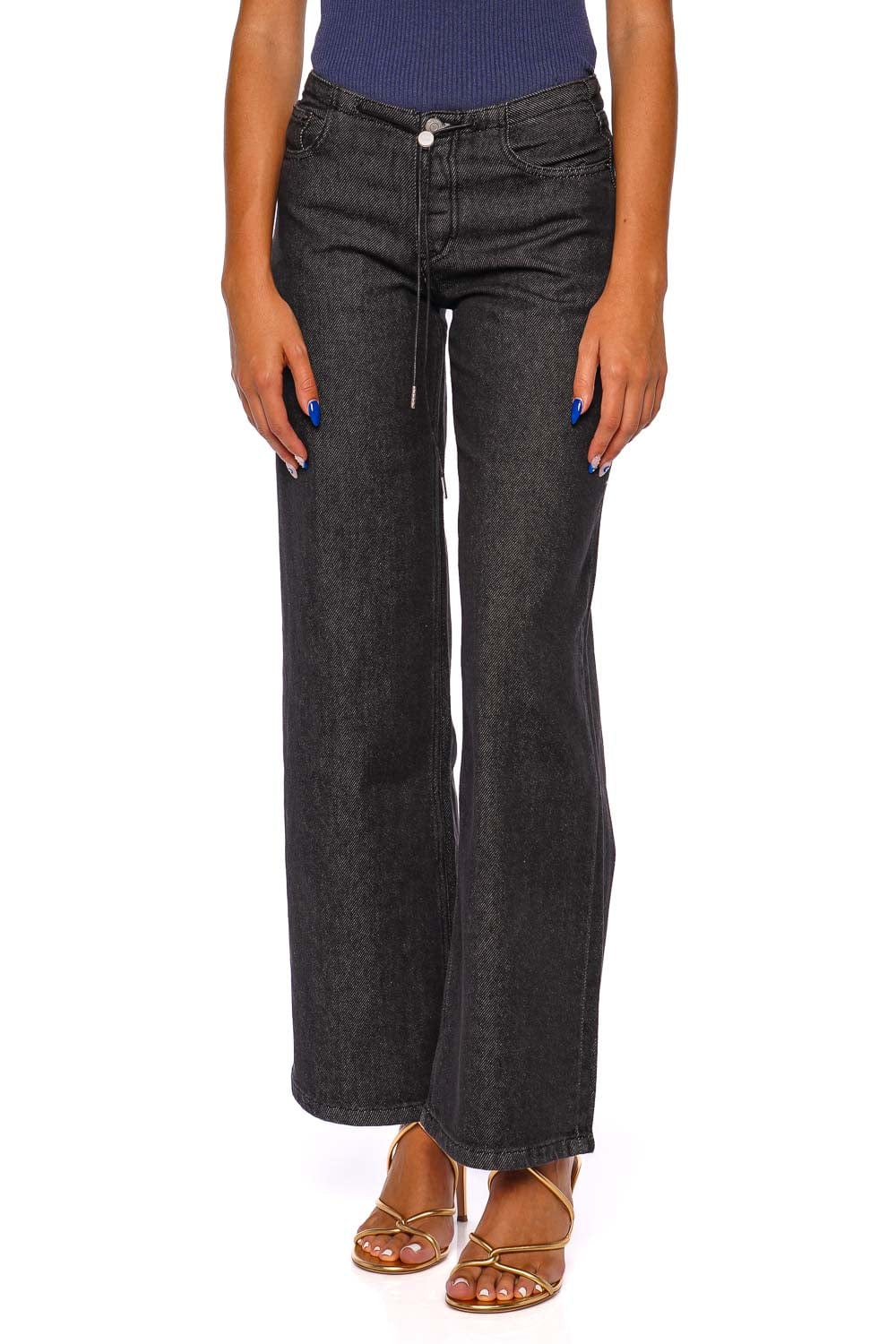Still Here Cool Washed Black Wide-Leg Jeans