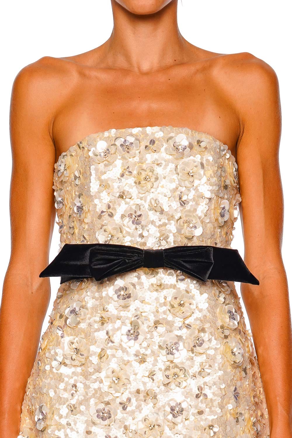 Retrofête Tate Cream Black Strapless Mini Dress
