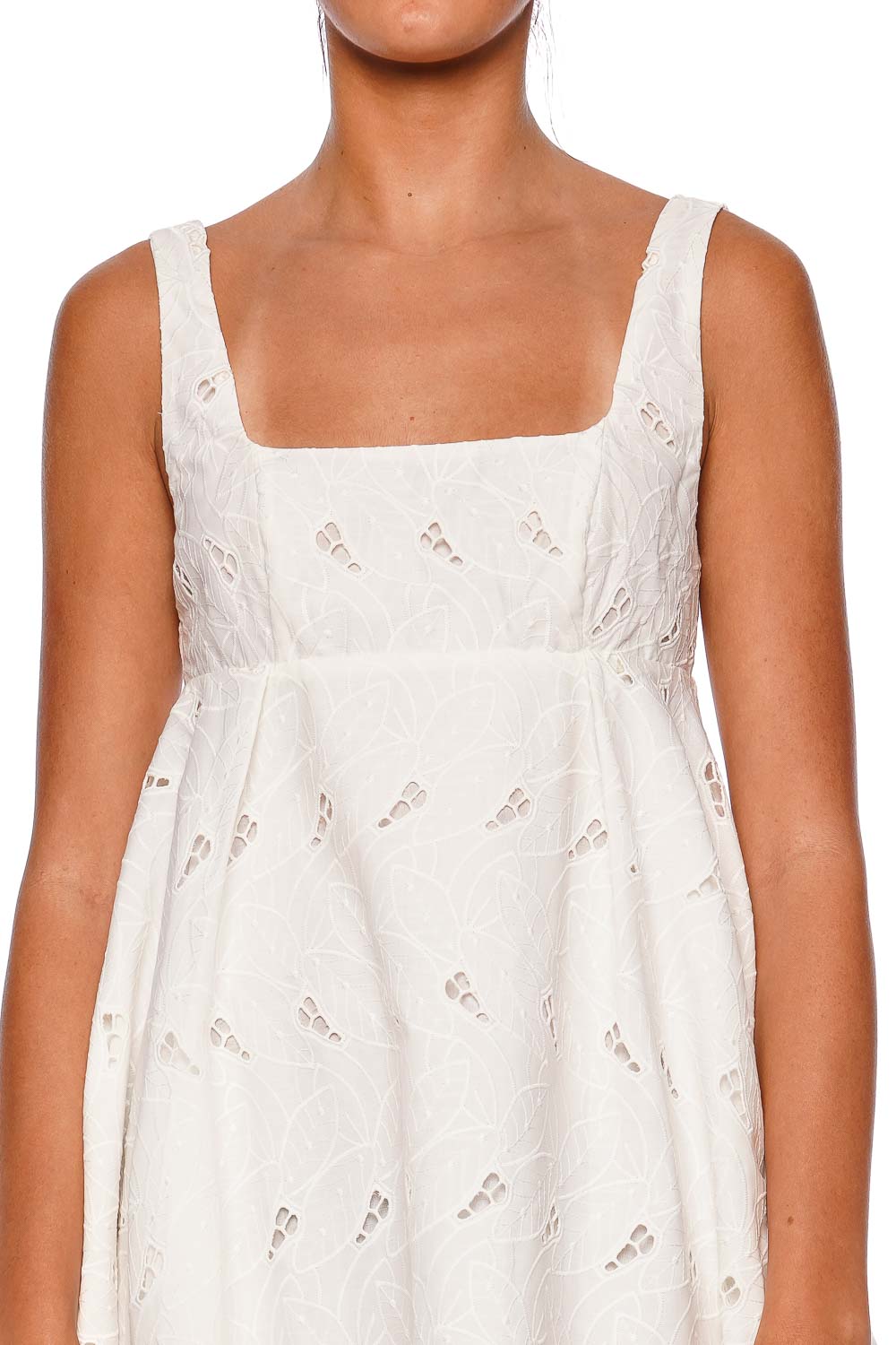 Faithfull The Brand Lovisa White Broderie Anglaise Mini Dress with Straps