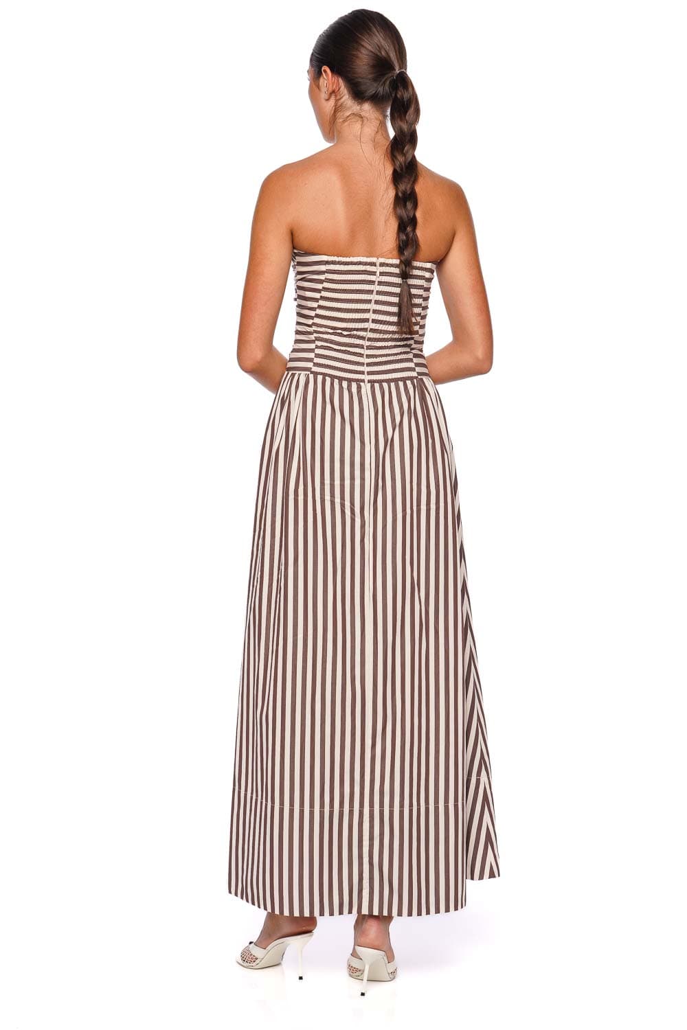 Faithfull The Brand Espresso Norway Stripe Strapless Maxi Dress