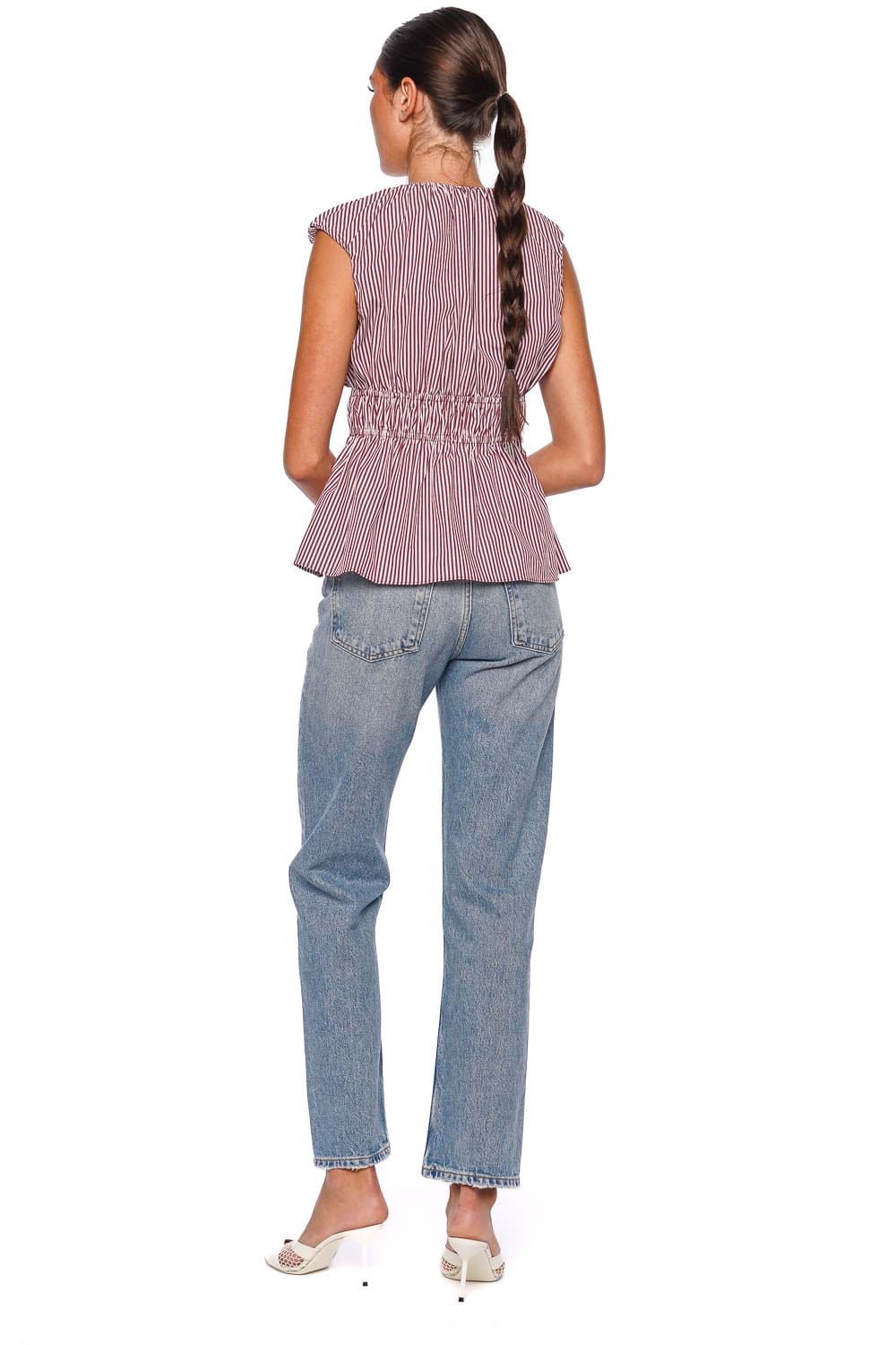 Faithfull The Brand Hedda Burgundy Maia Stripe Sleeveless Top