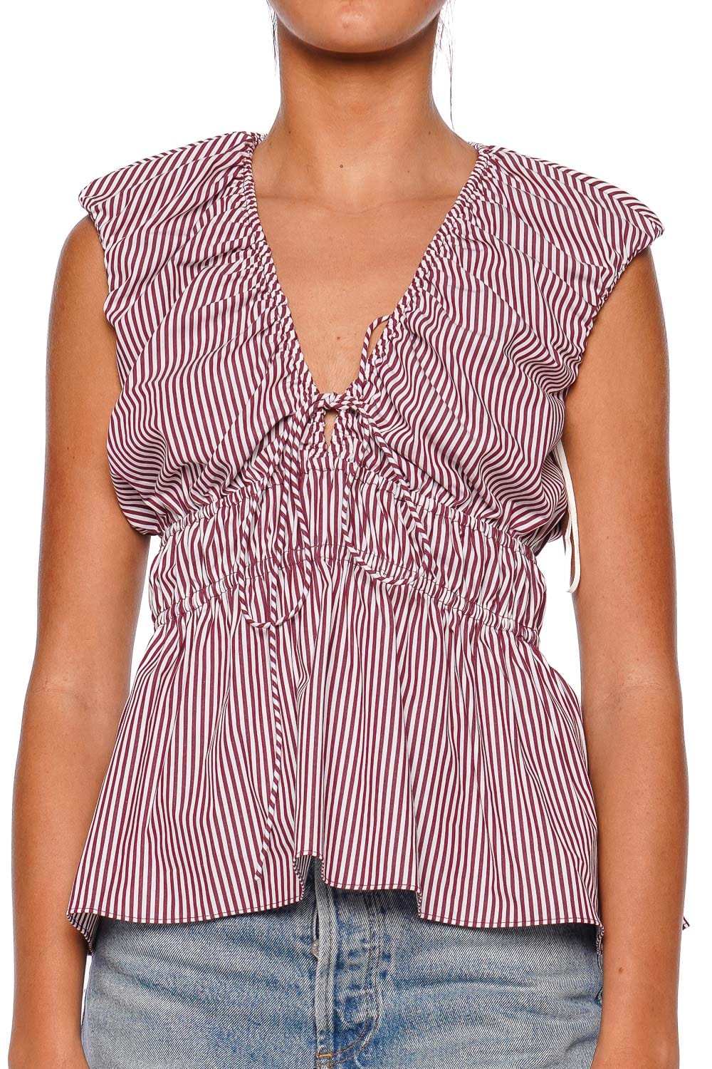 Faithfull The Brand Hedda Burgundy Maia Stripe Sleeveless Top